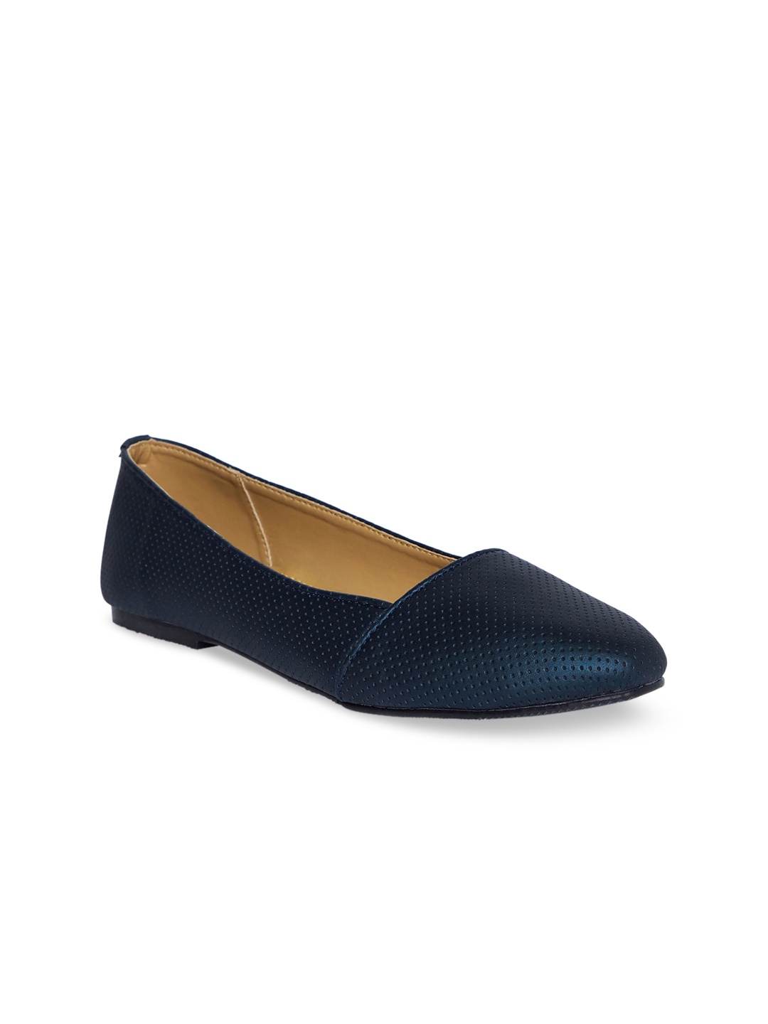 

People Women Blue Solid Leather Ballerinas