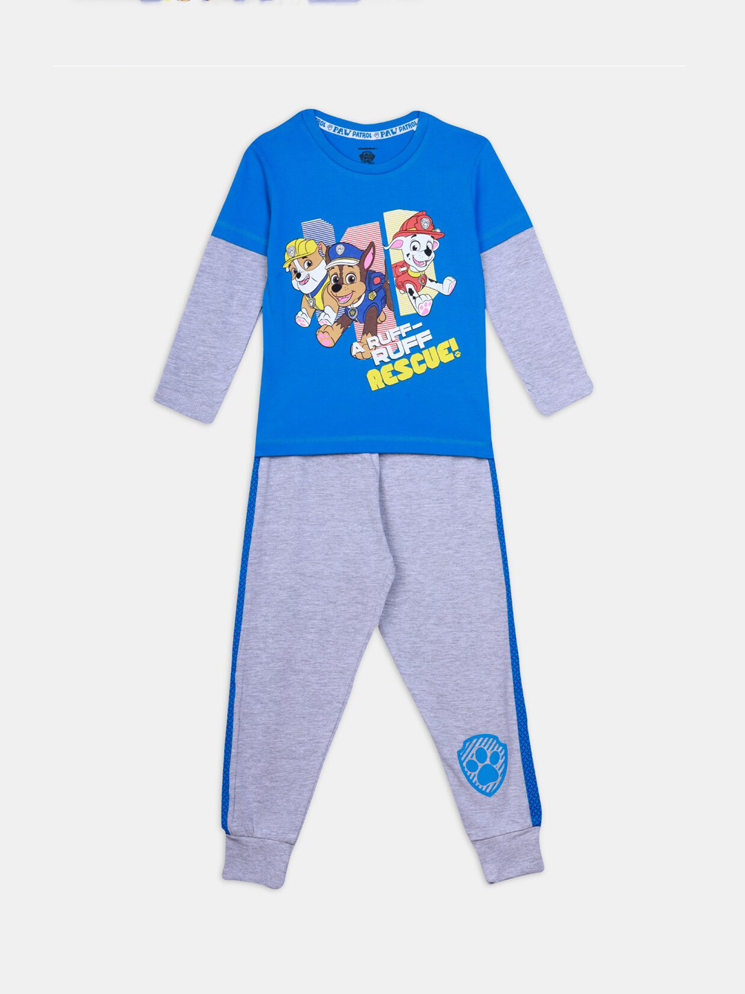 

Nap Chief Unisex Kids Blue & Grey Paw patrol- Rescue Pups Printed Sustainable Organic Cotton Night Suit