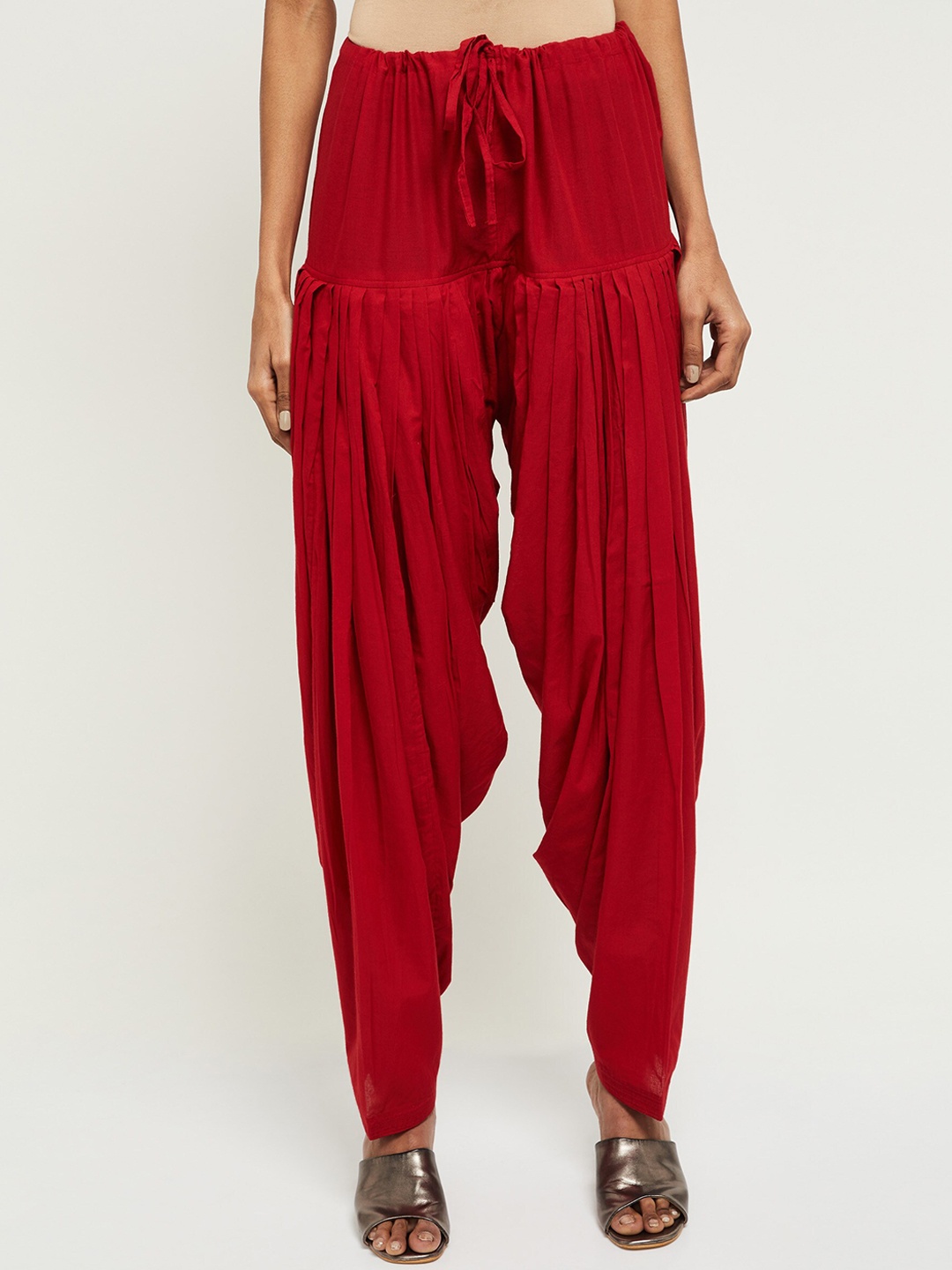 

max Women Red Solid Cotton Patiala Salwar