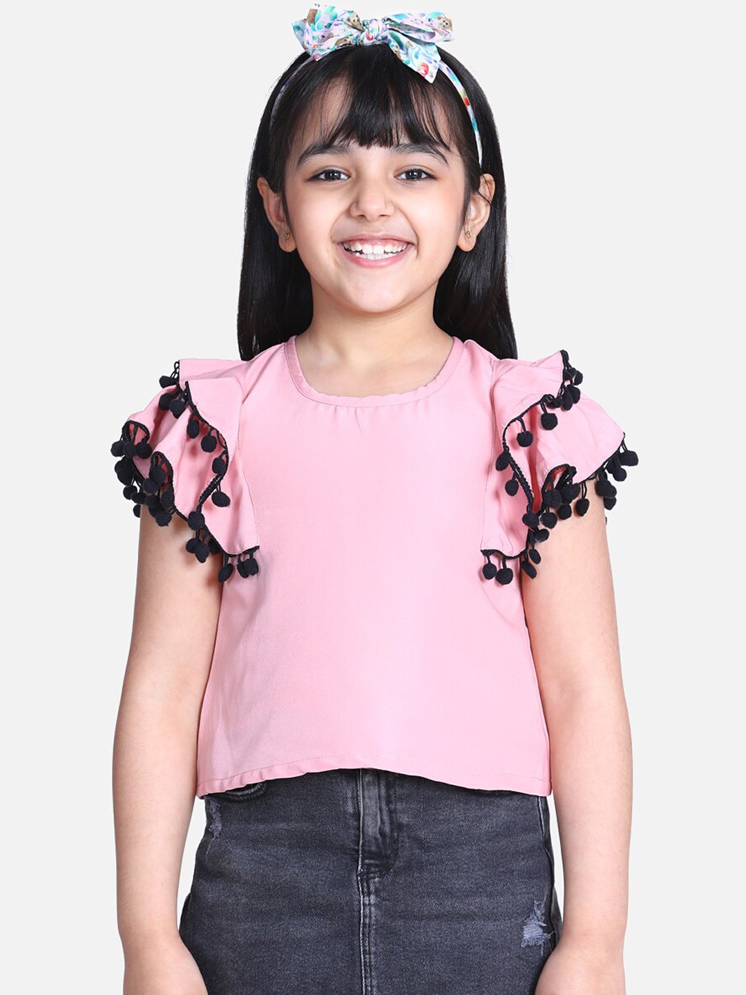 

Cutiekins Girls Peach-Coloured Solid Top