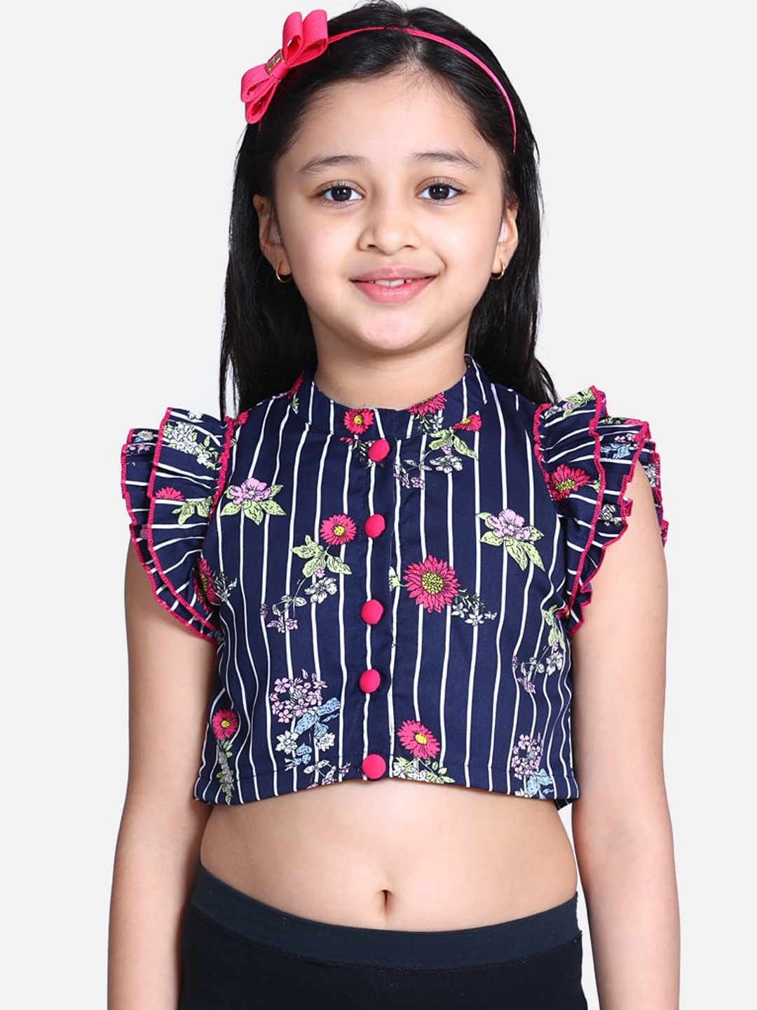 

Cutiekins Girls Navy Blue Printed Top