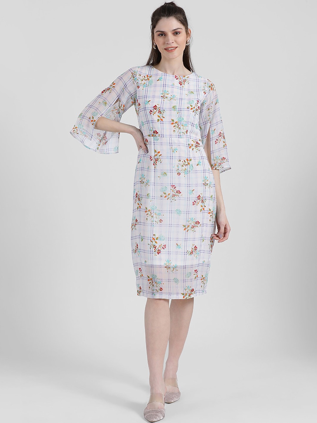 

Zink London Women White Printed Sheath Dress