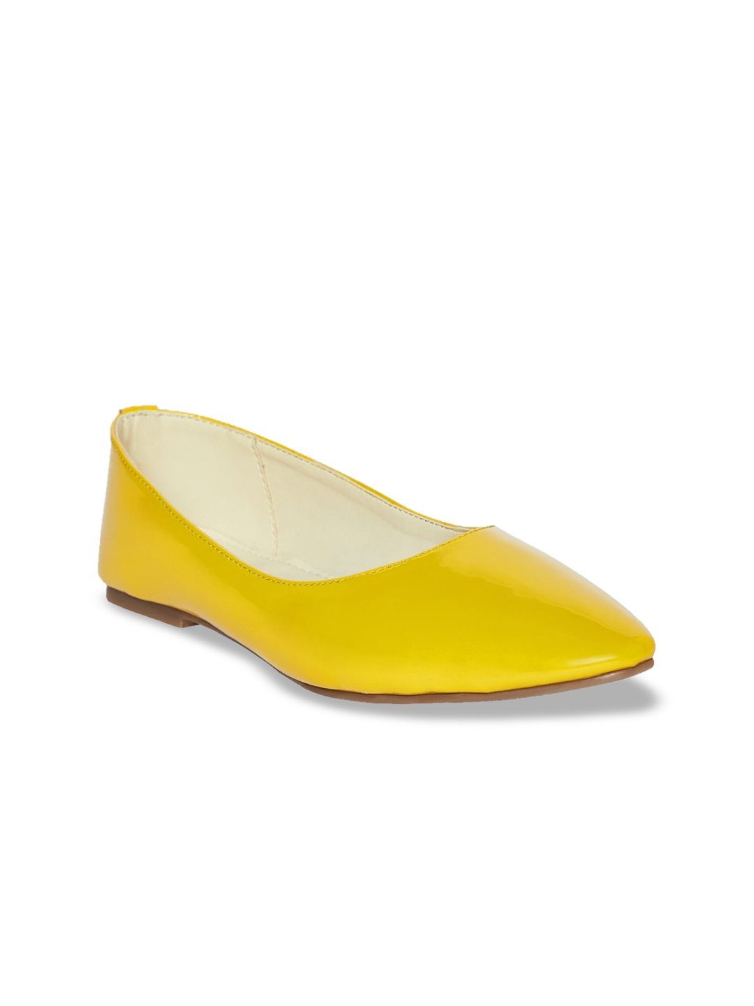 

People Women Mustard Colourblocked Leather Ballerinas