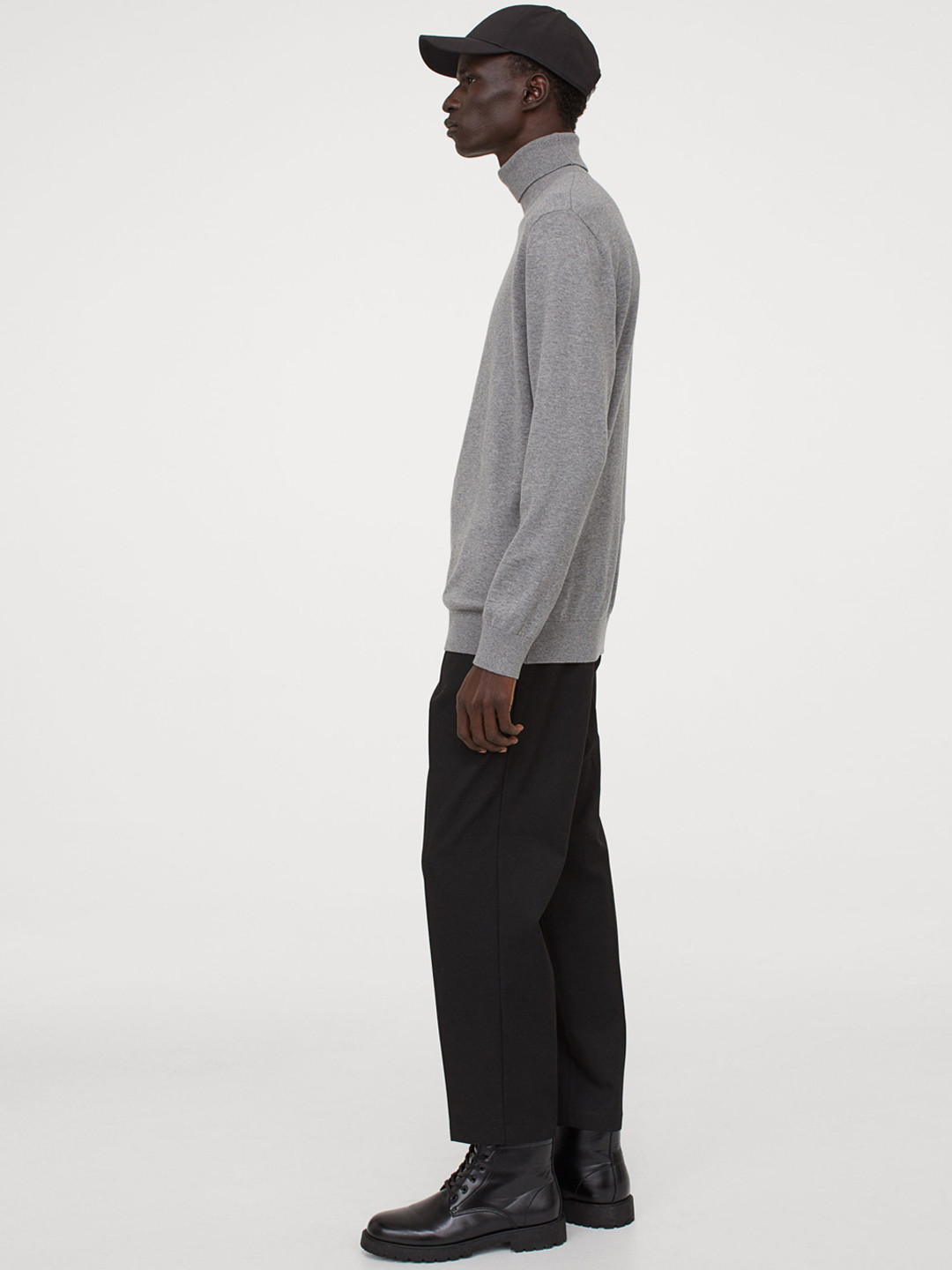

H&M Grey Fine-Knit Polo Neck Jumper