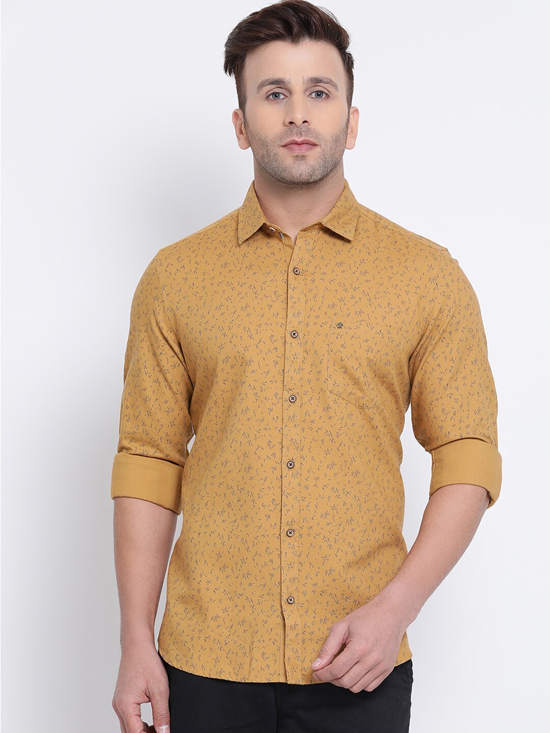 

Turtle Men Khaki Modern Slim Fit Printed Casual Shirt