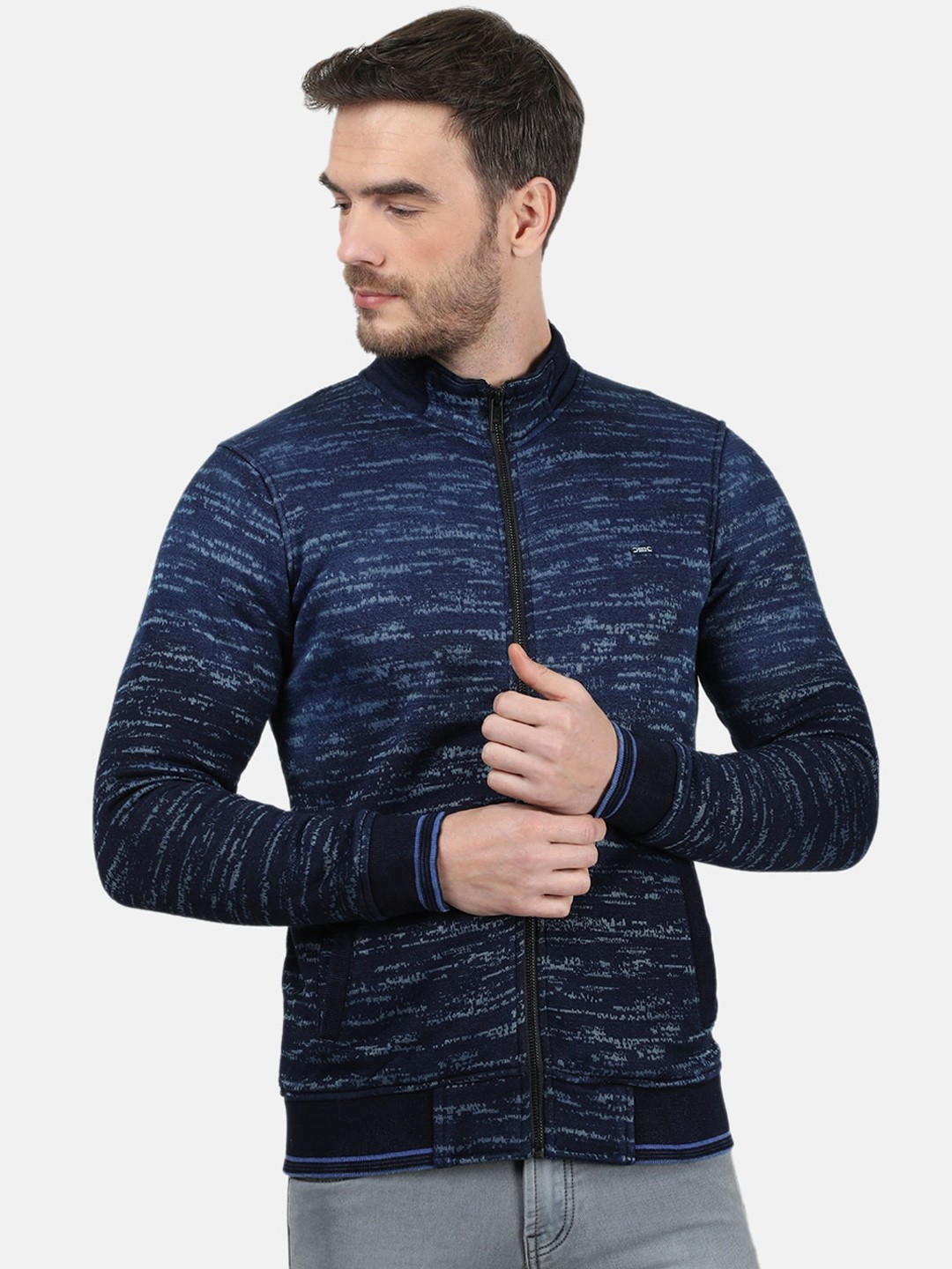 

Monte Carlo Men Blue Self Design Sweatshirt