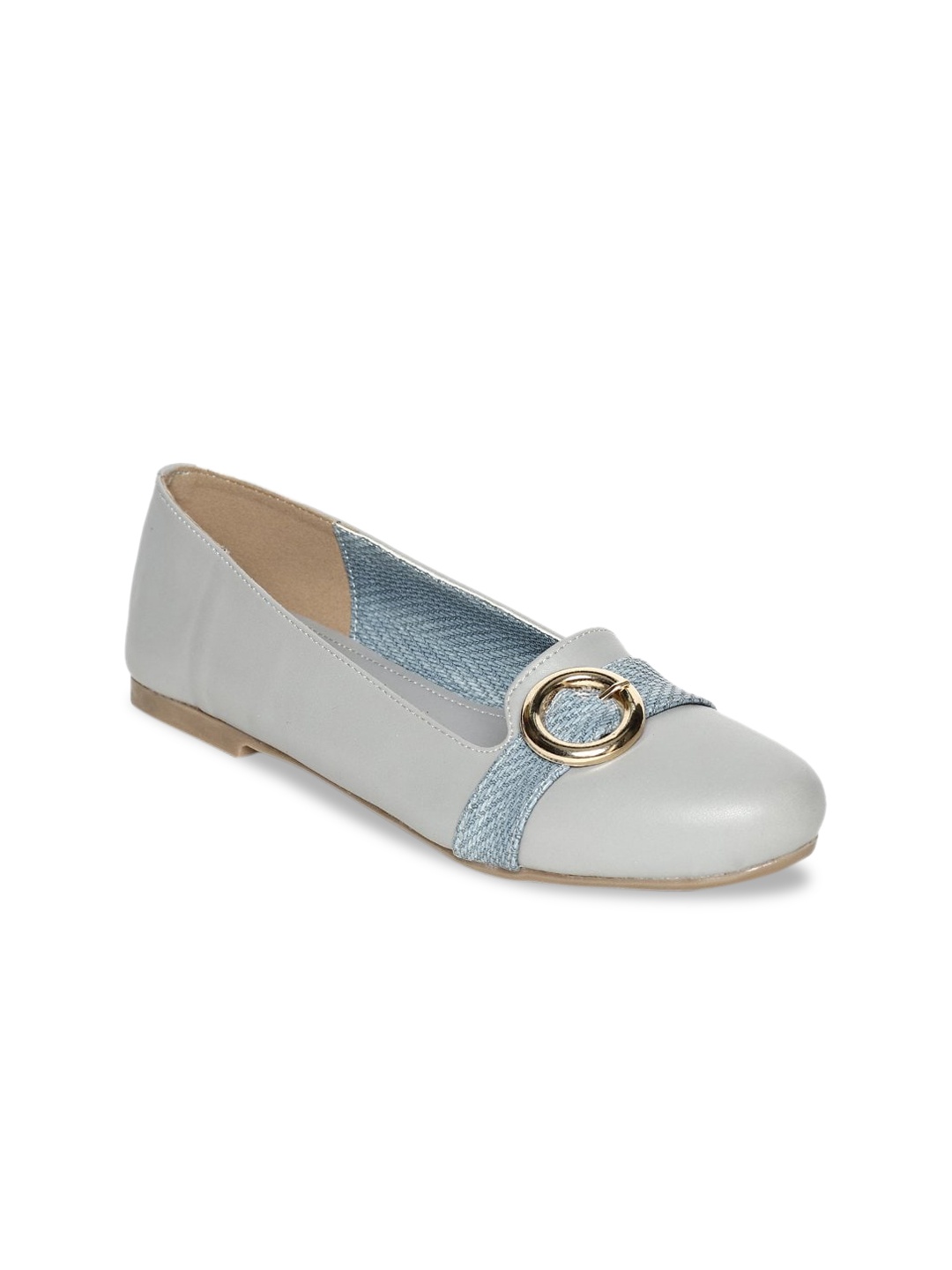 

Monrow Women Grey Embellished PU Ballerinas