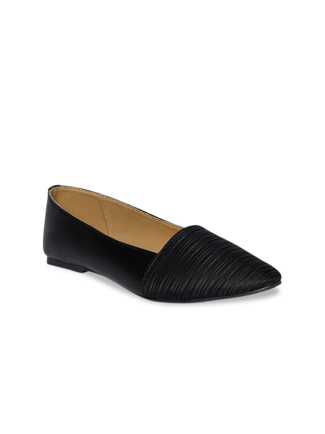 

People Women Black Textured Fabric Ballerinas