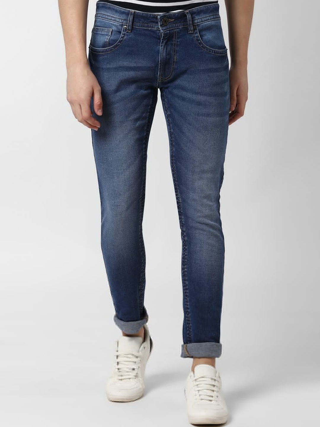 

Peter England Casuals Men Navy Blue Skinny Fit Mid-Rise Clean Look Jeans