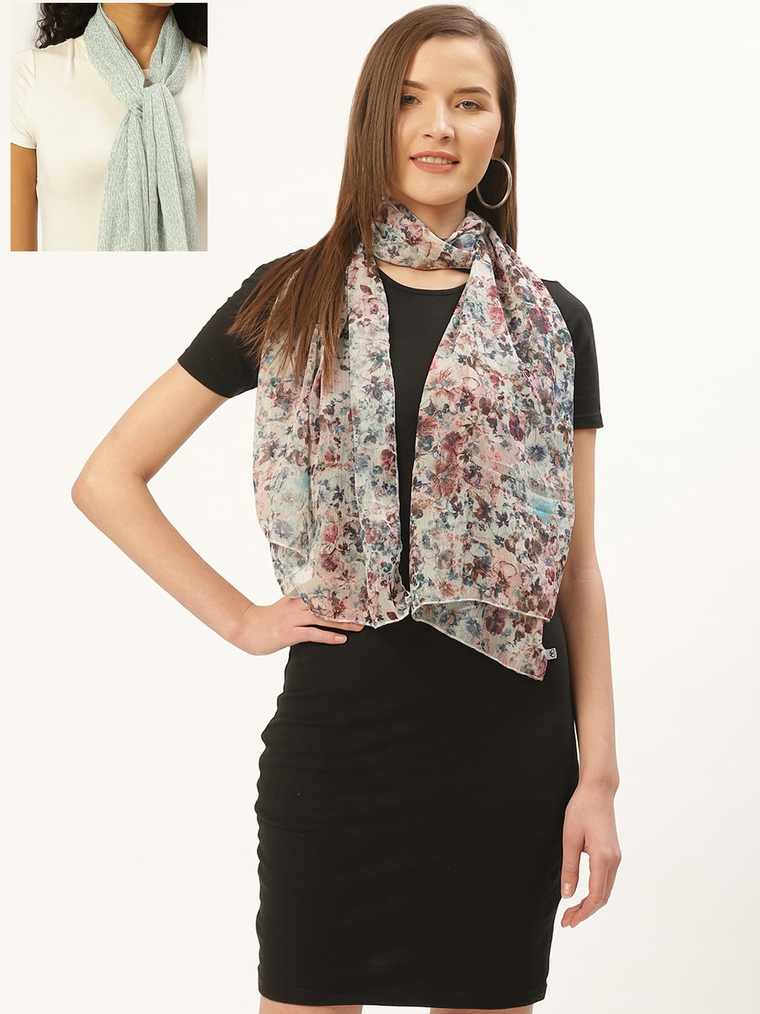

Trend Arrest Women Pack Of 2 Printed Scarves, White