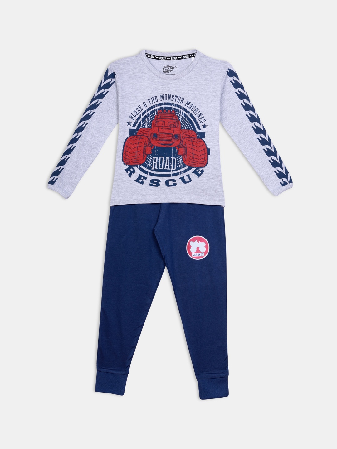 

Nap Chief Boys Blue & Grey Blaze- Rescue Truck Printed Organic Cotton Night Suit
