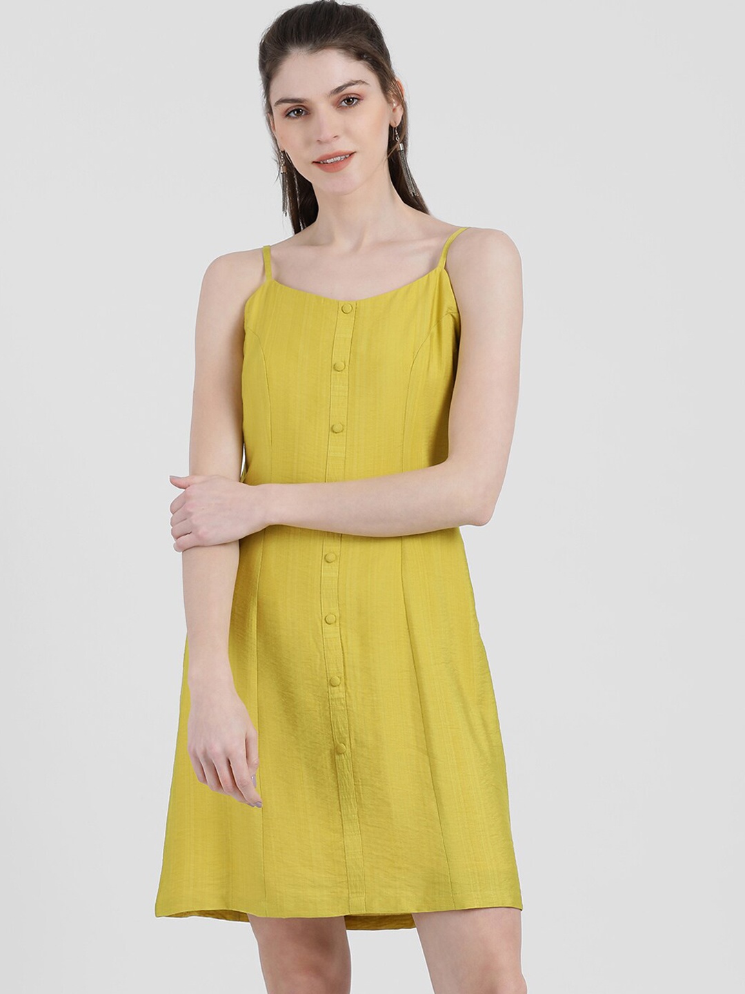 

Zink London Women Yellow Solid A-Line Dress