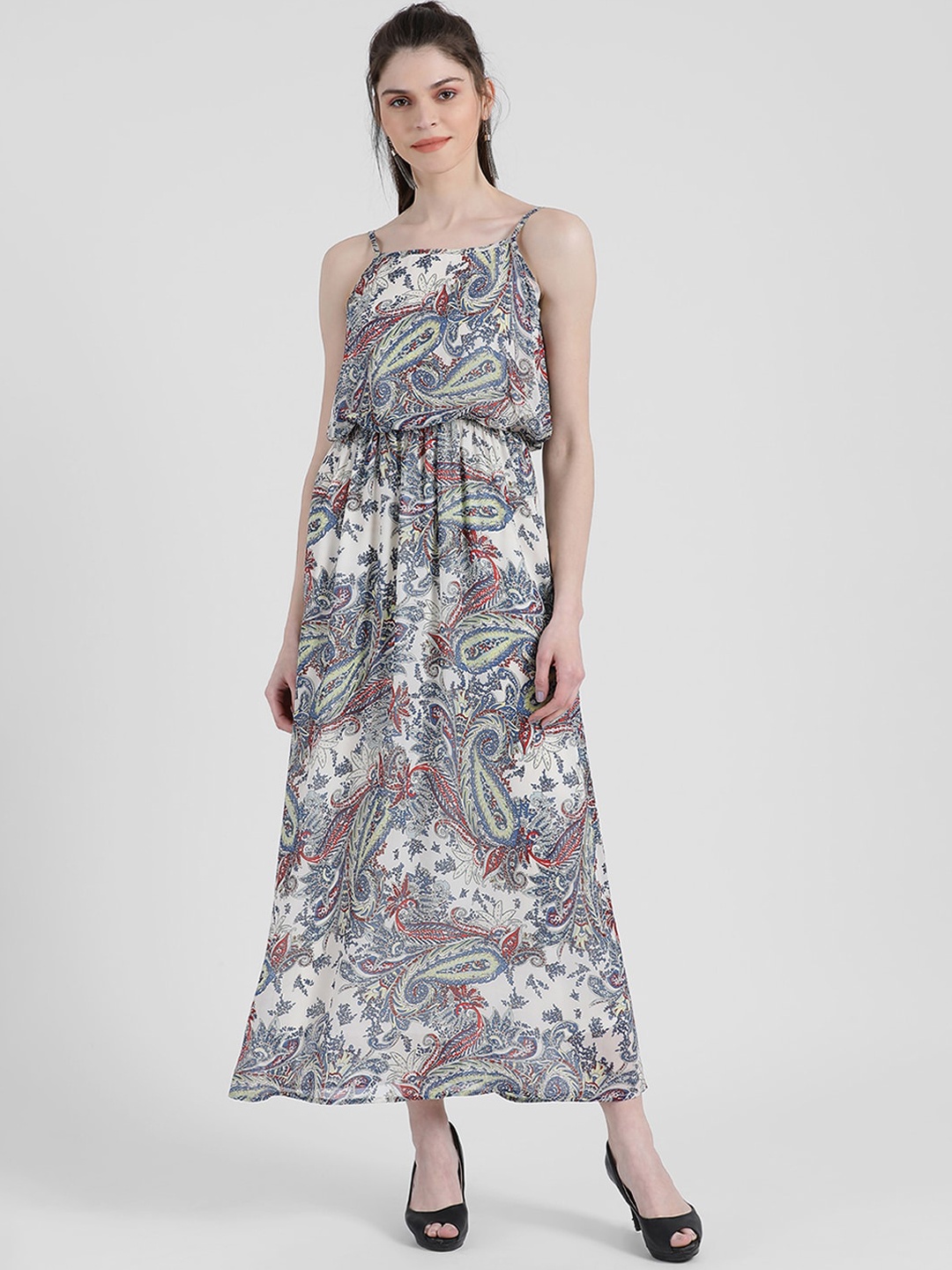 

Zink London Women White Printed Maxi Dress