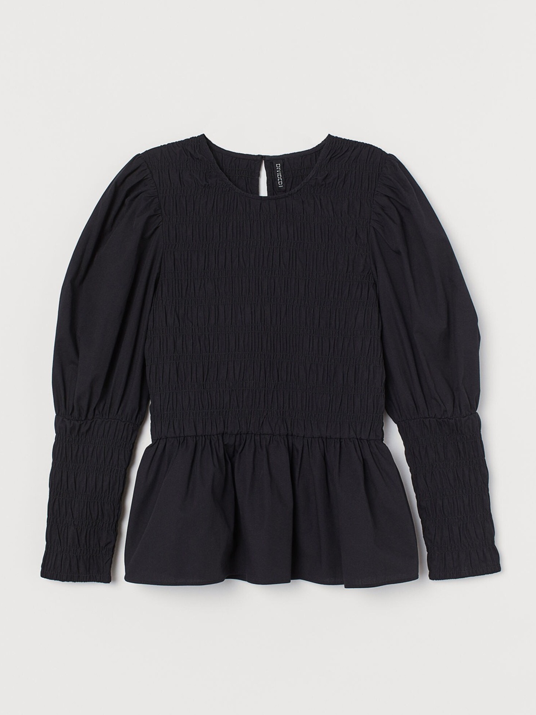 

H&M Women Black Solid Cotton Poplin Blouse