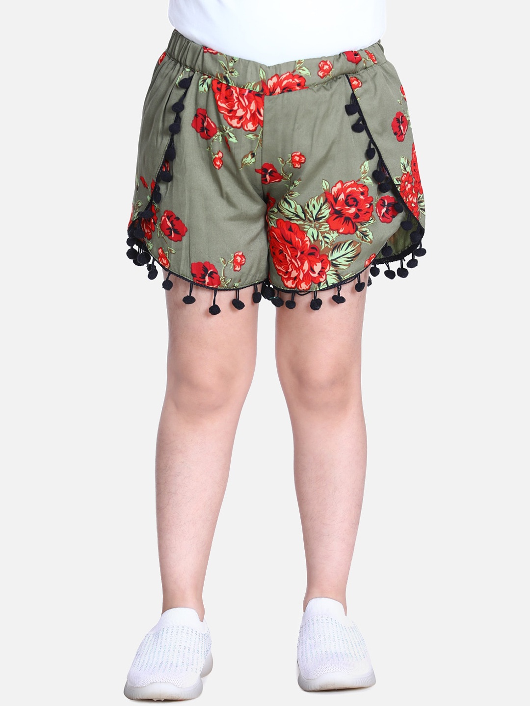 

Cutiekins Girls Olive Green Printed Regular Fit Shorts