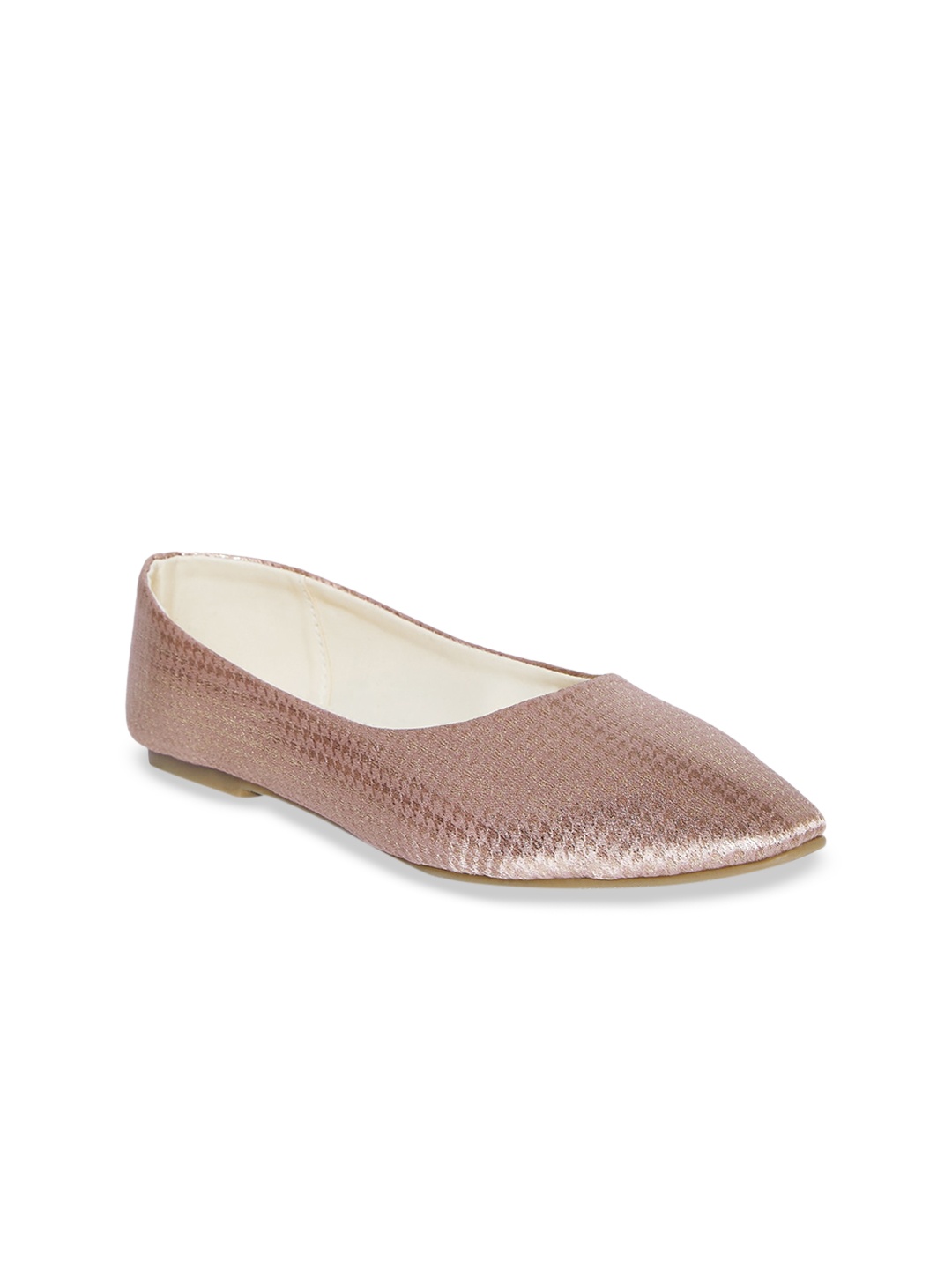 

People Women Rose Gold Solid Leather Ballerinas