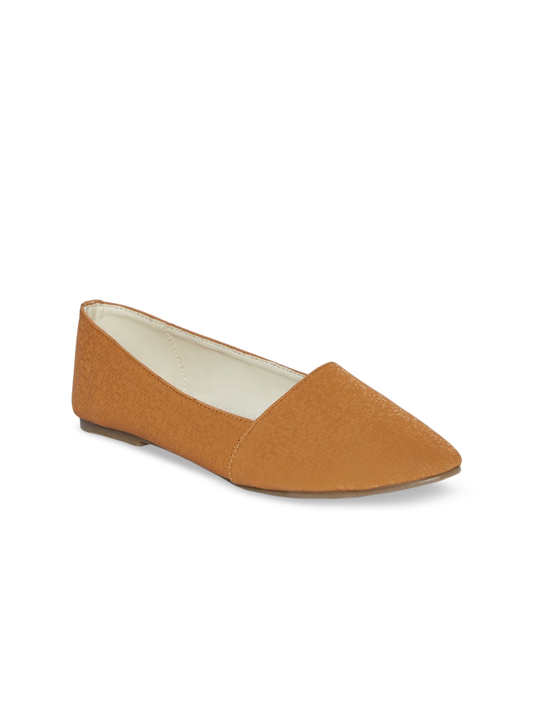 

People Women Beige Solid Fabric Ballerinas