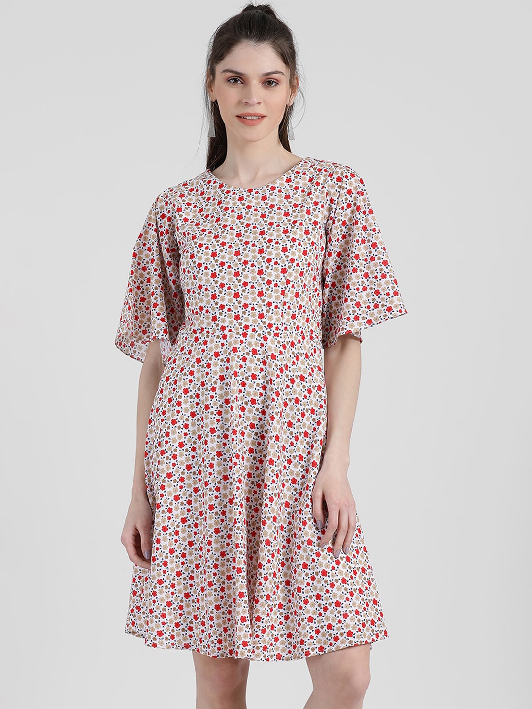 

Zink London Women White Printed A-Line Dress