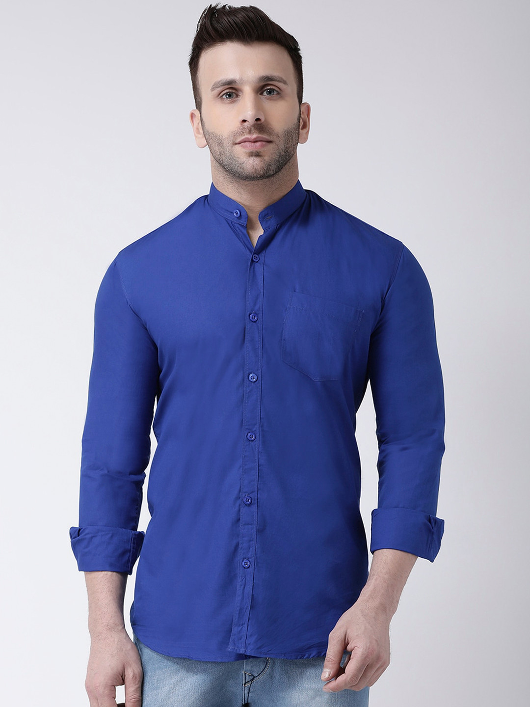 

hangup trend Men Blue Slim Fit Solid Casual Shirt