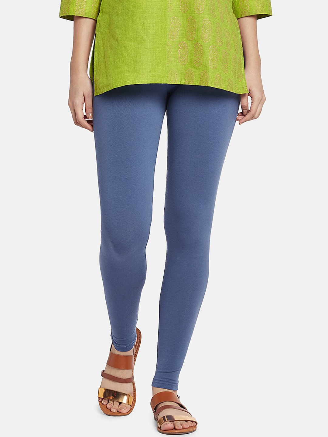 

Go Colors Women Blue Solid Ankle-Length Leggings