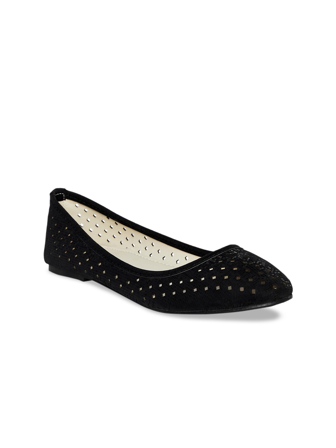 

People Women Black Textured Ballerinas
