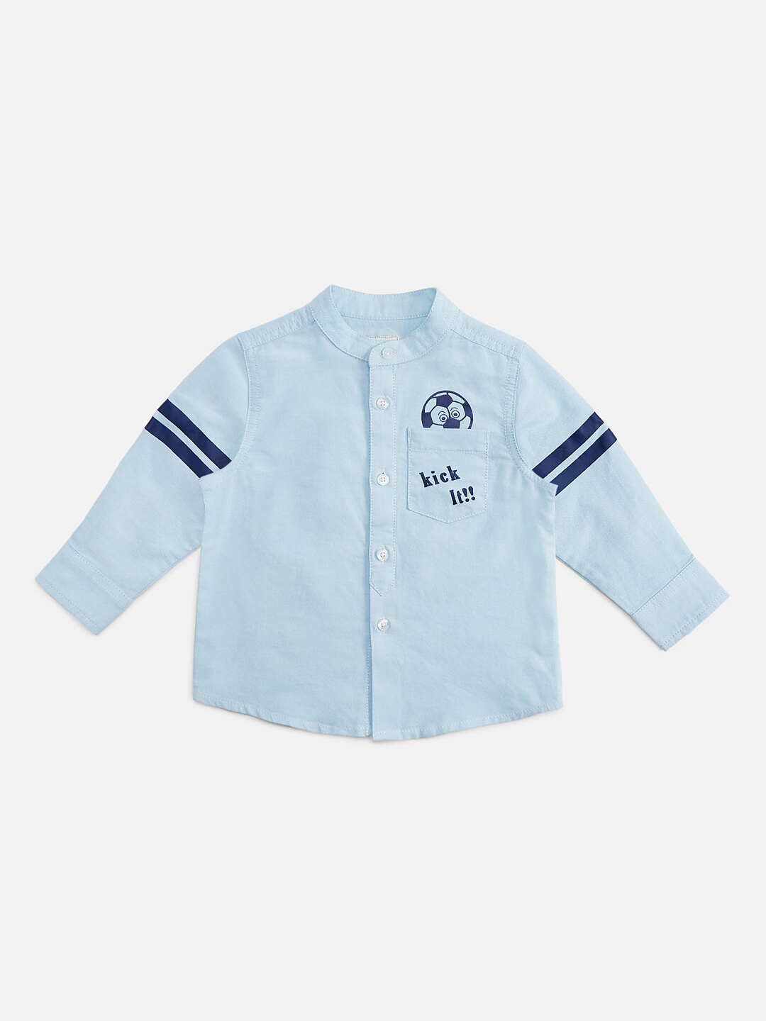 

Pantaloons Baby Boys Blue Regular Fit Solid Casual Shirt