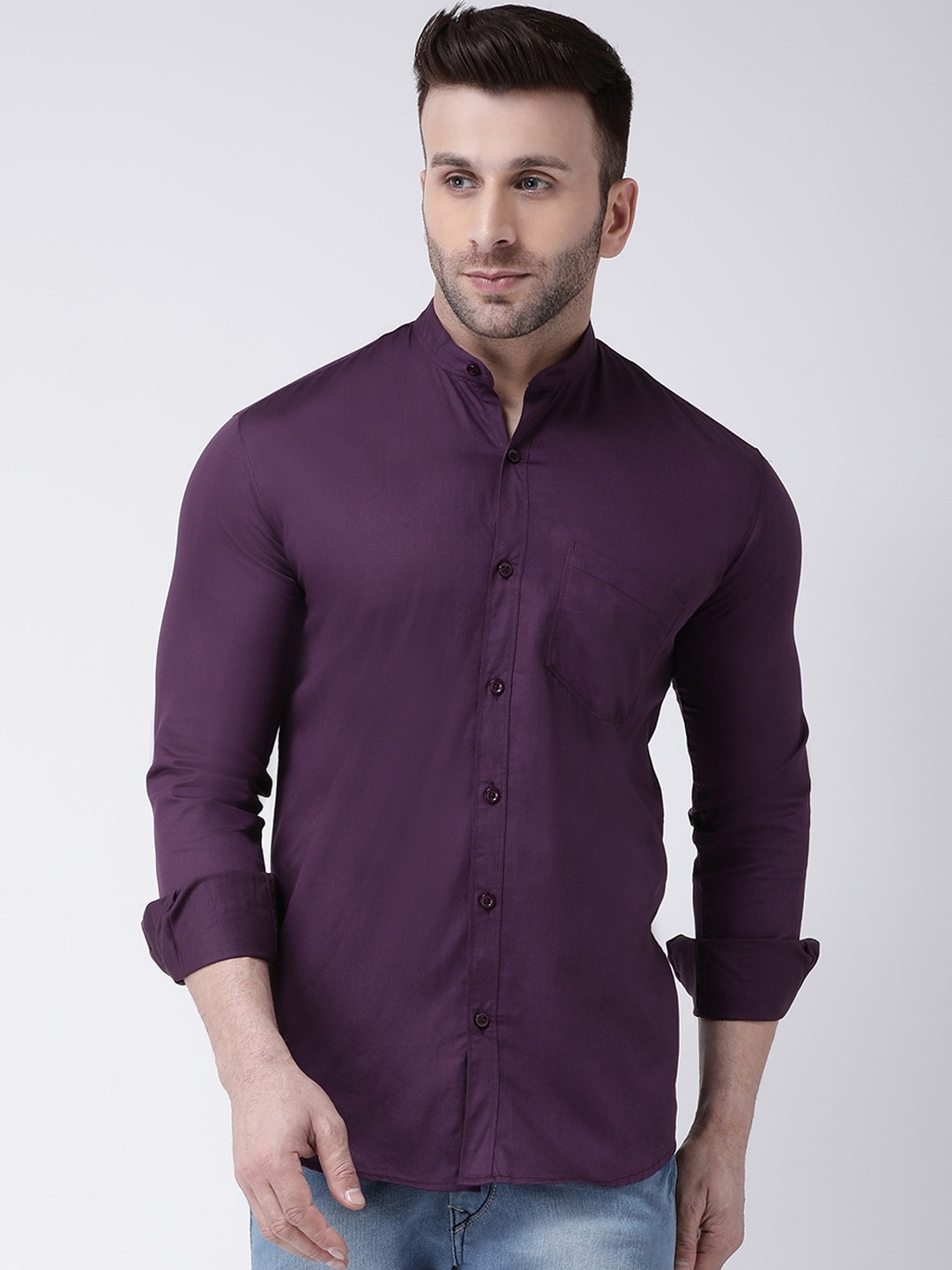

hangup trend Men Purple Slim Fit Solid Casual Shirt
