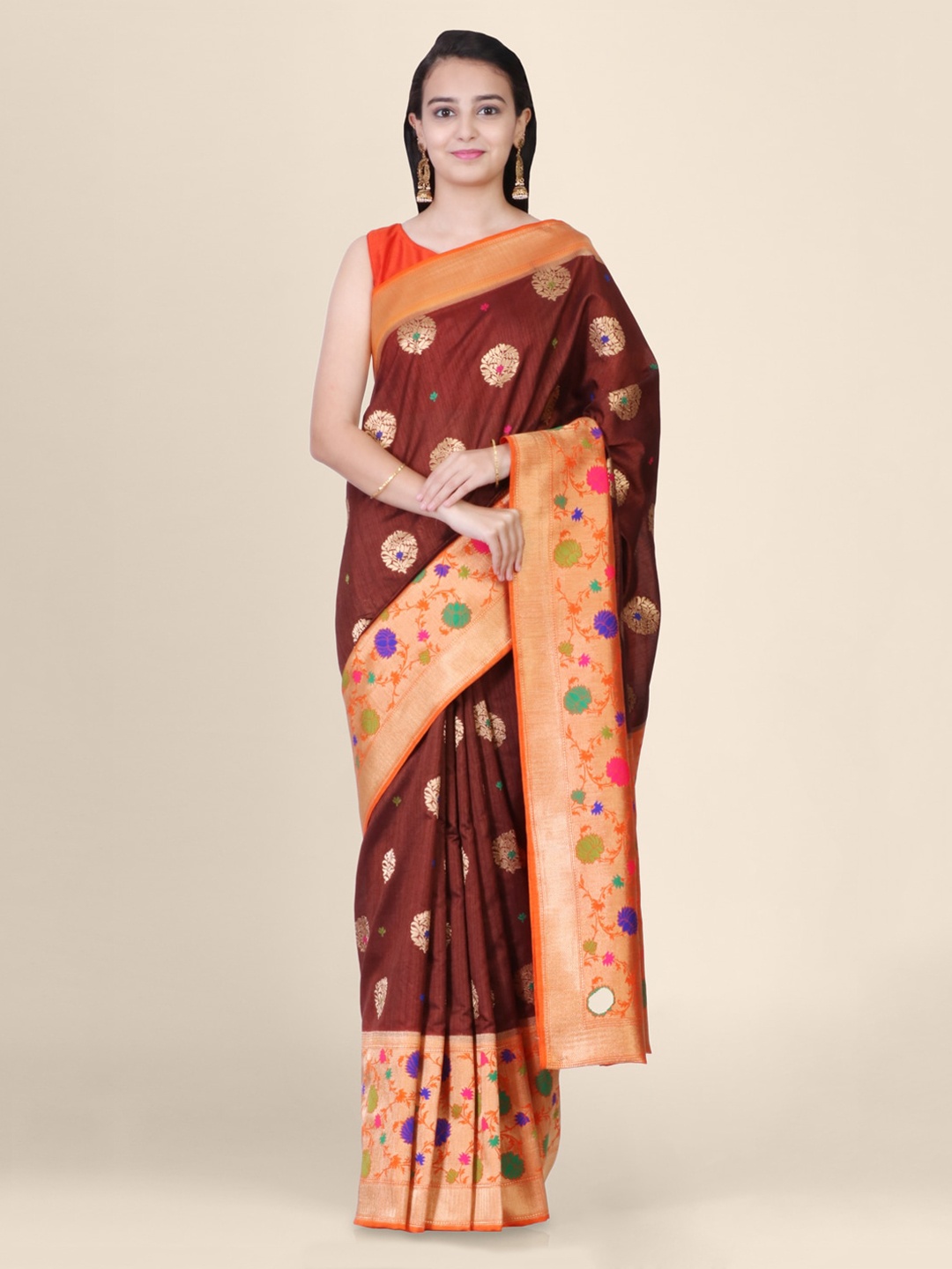 

Hastakala Brown Jute Silk Woven Design Handloom Banarasi Saree