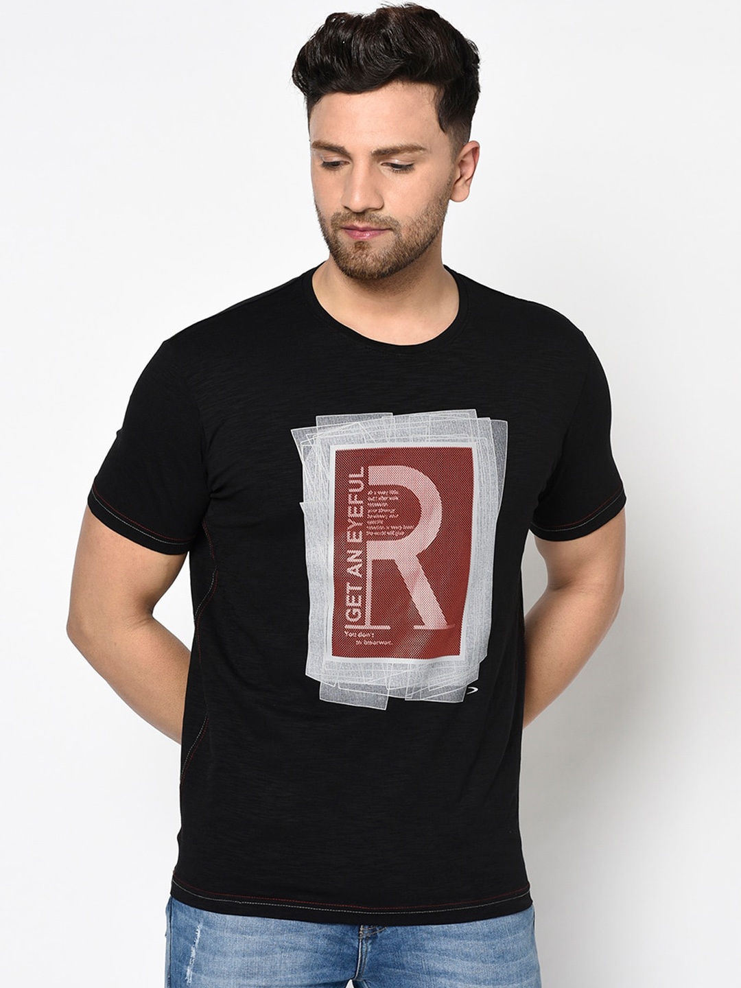 

Duke Men Black Solid Round Neck T-shirt