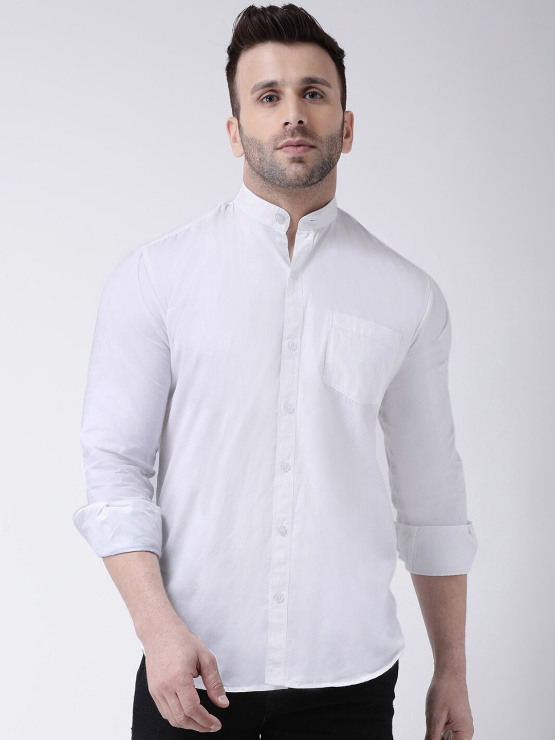

hangup trend Men White Slim Fit Solid Casual Shirt
