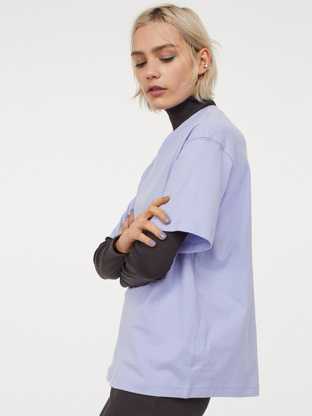 

HM Wide cotton Pure Cotton T-shirt Wide cotton Pure Cotton T-shirt, Purple