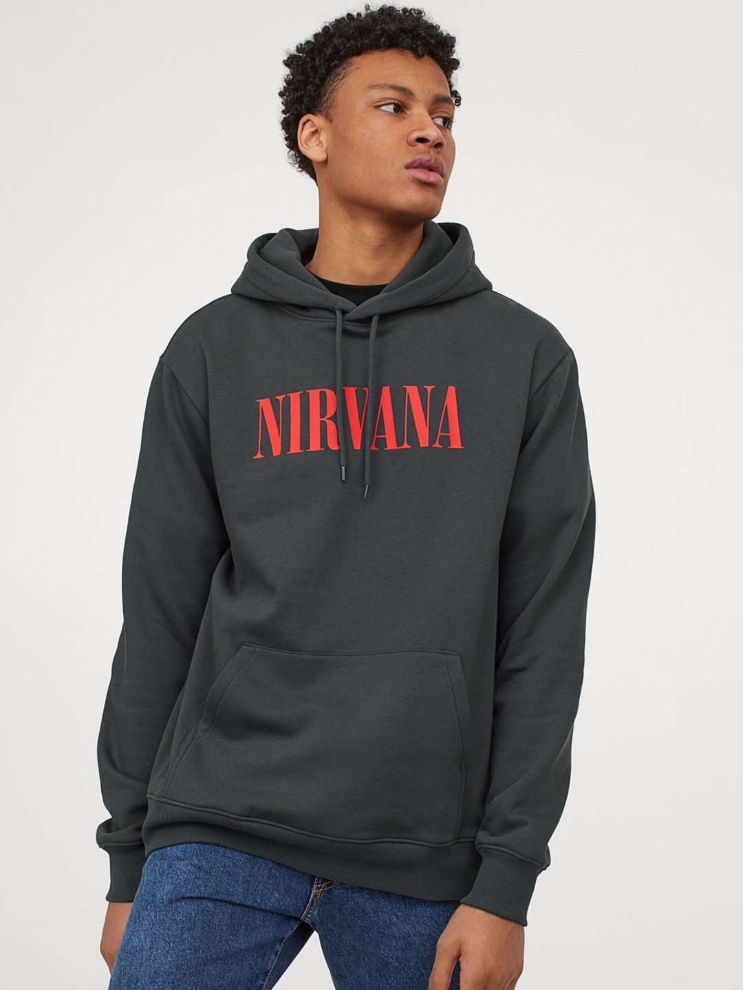 

H&M Men Charcoal Grey Hooded Top