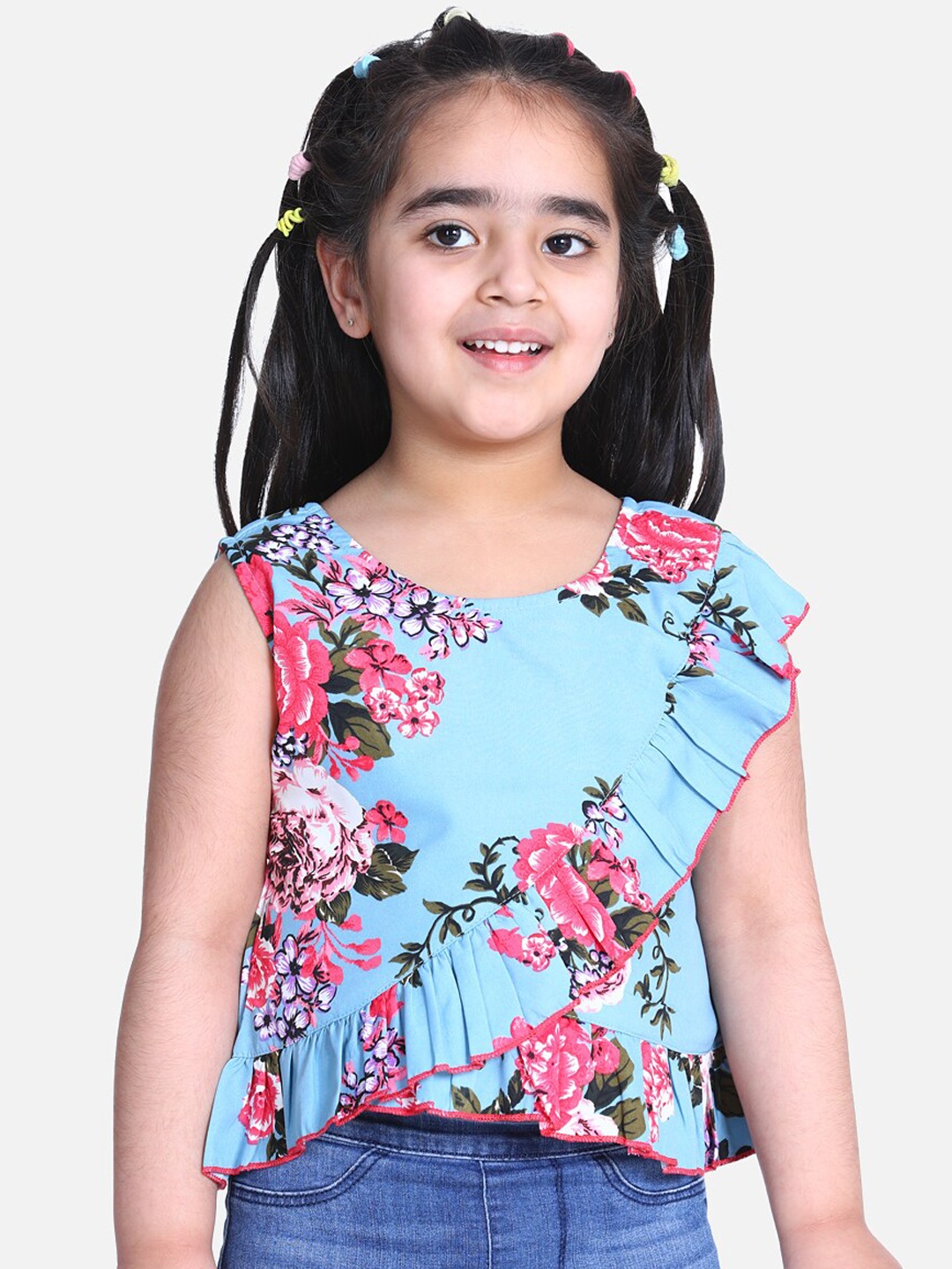 

Cutiekins Girls Grey Printed Peplum Top