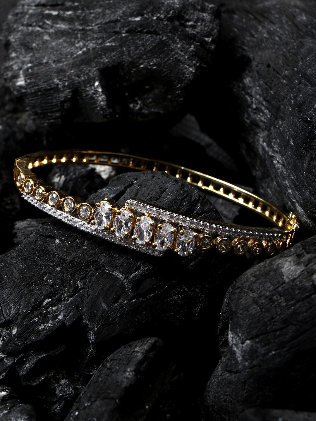 

ANIKAS CREATION Gold-Plated White AD-Studded Bangle-Style Bracelet