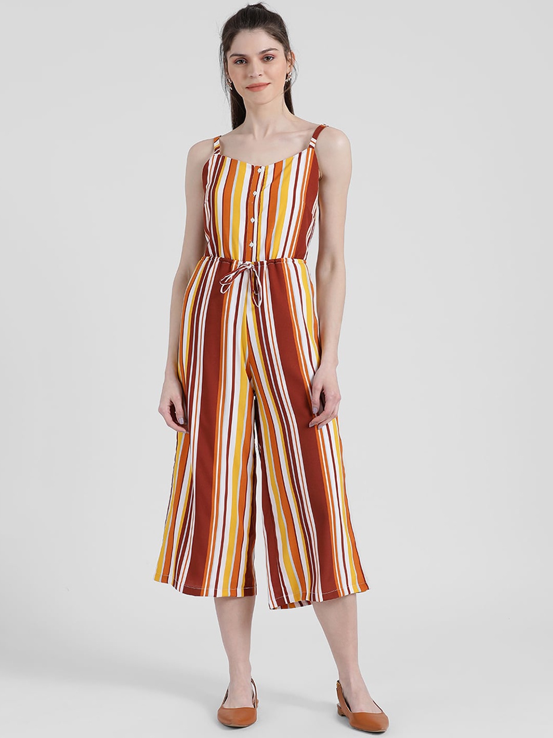 

Zink London Women Maroon & White Striped Basic Jumpsuit