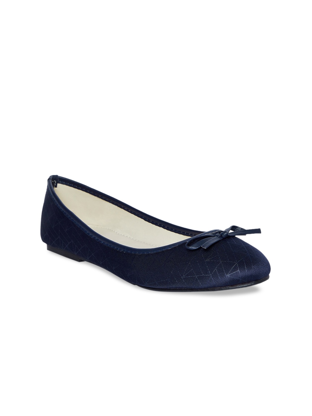 

People Women Navy Blue Printed Leather Ballerinas