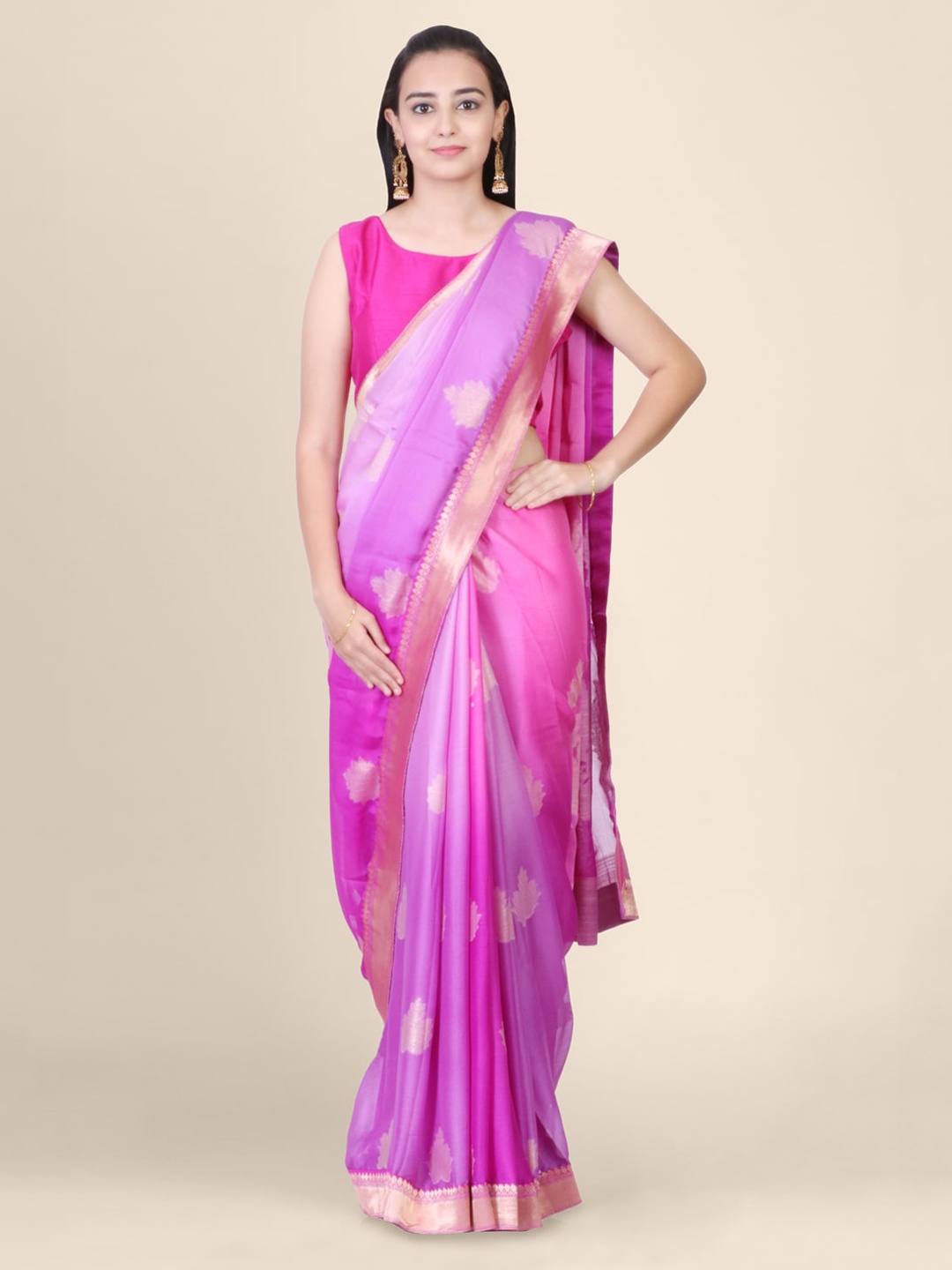 

Hastakala Lavender Silk Blend Woven Design Handloom Mysore Silk Saree