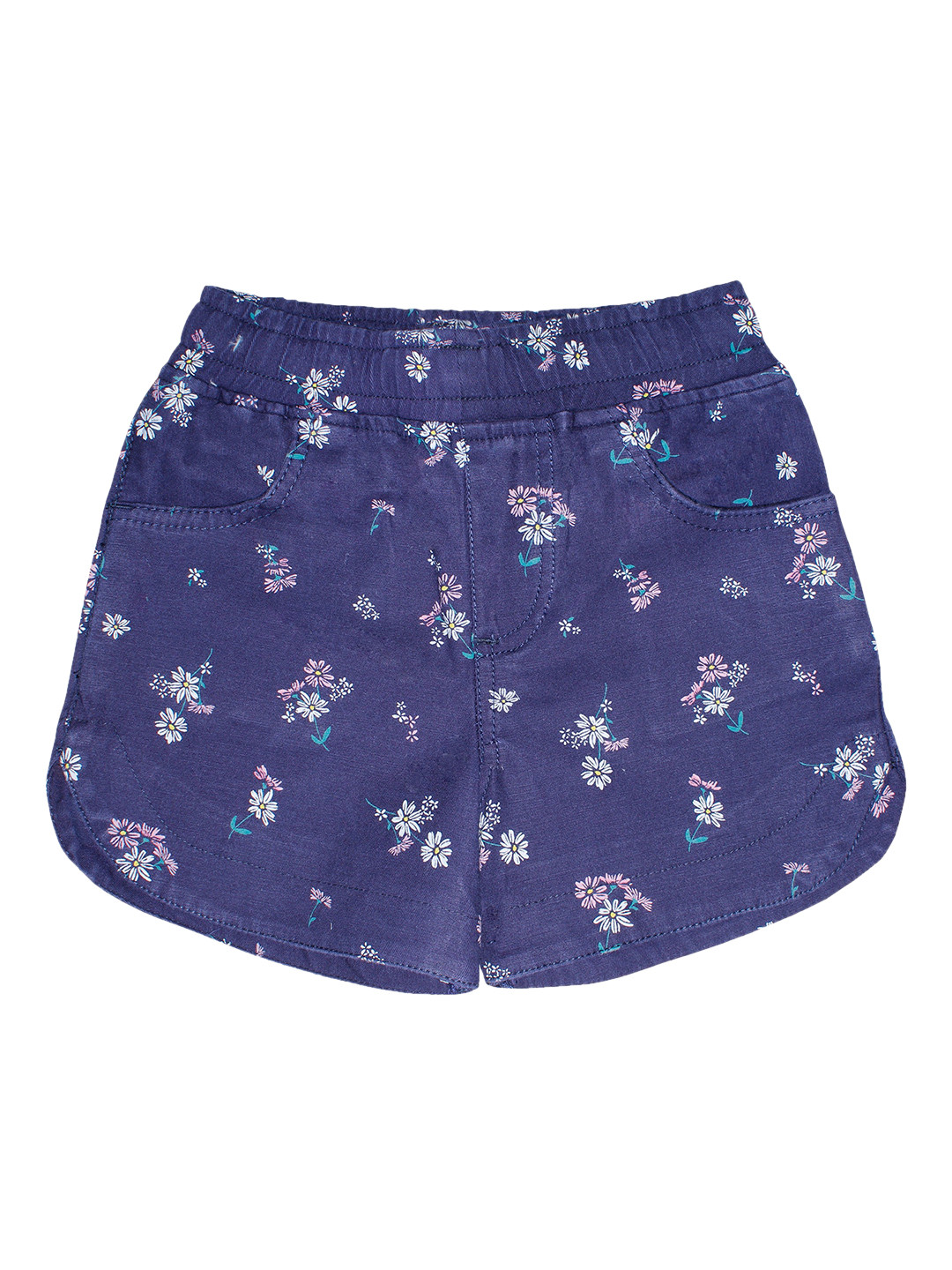 

KiddoPanti Girls Navy Blue Printed Regular Fit Regular Shorts