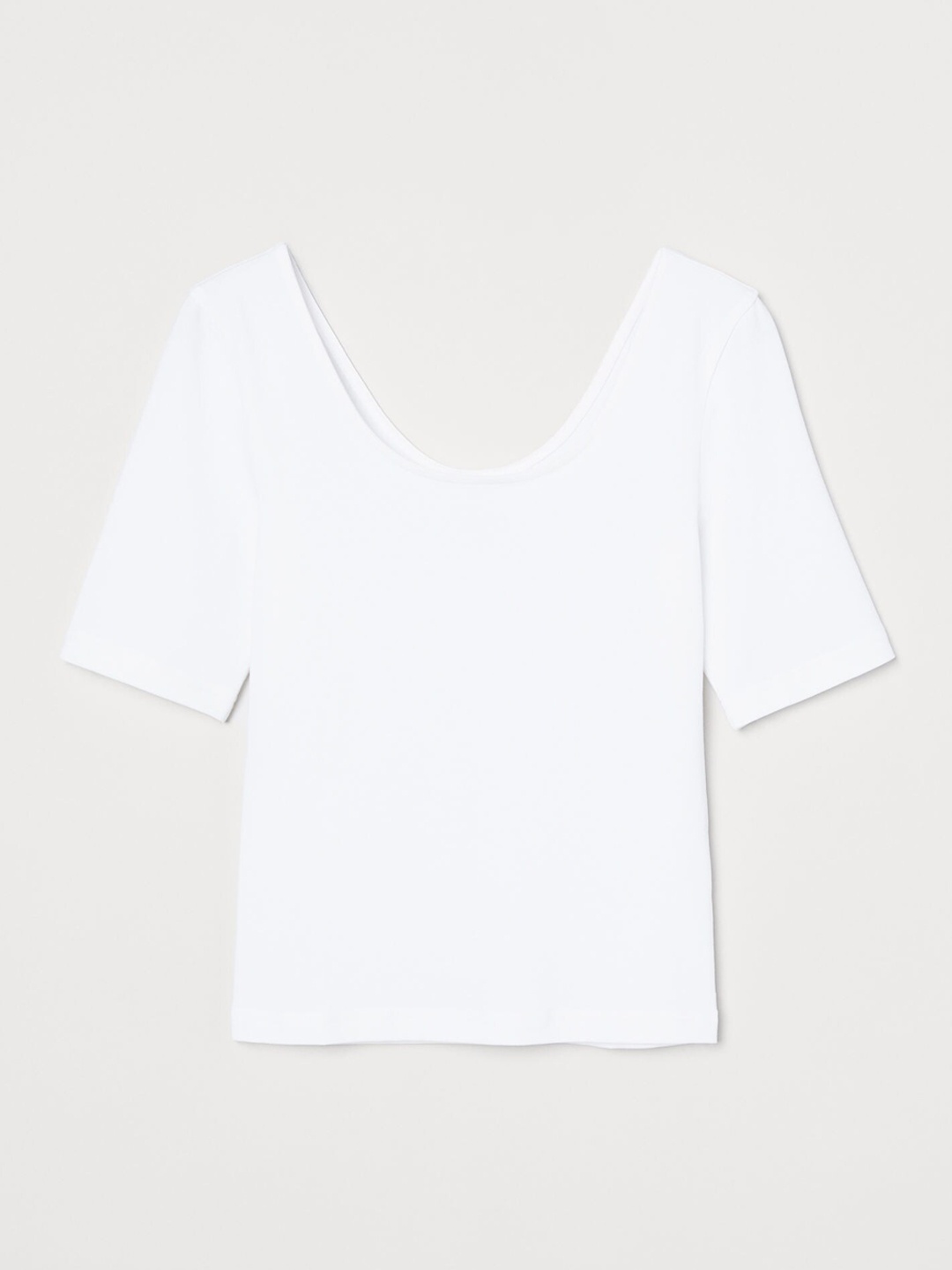 

H&M White Low-Necked Cotton Top