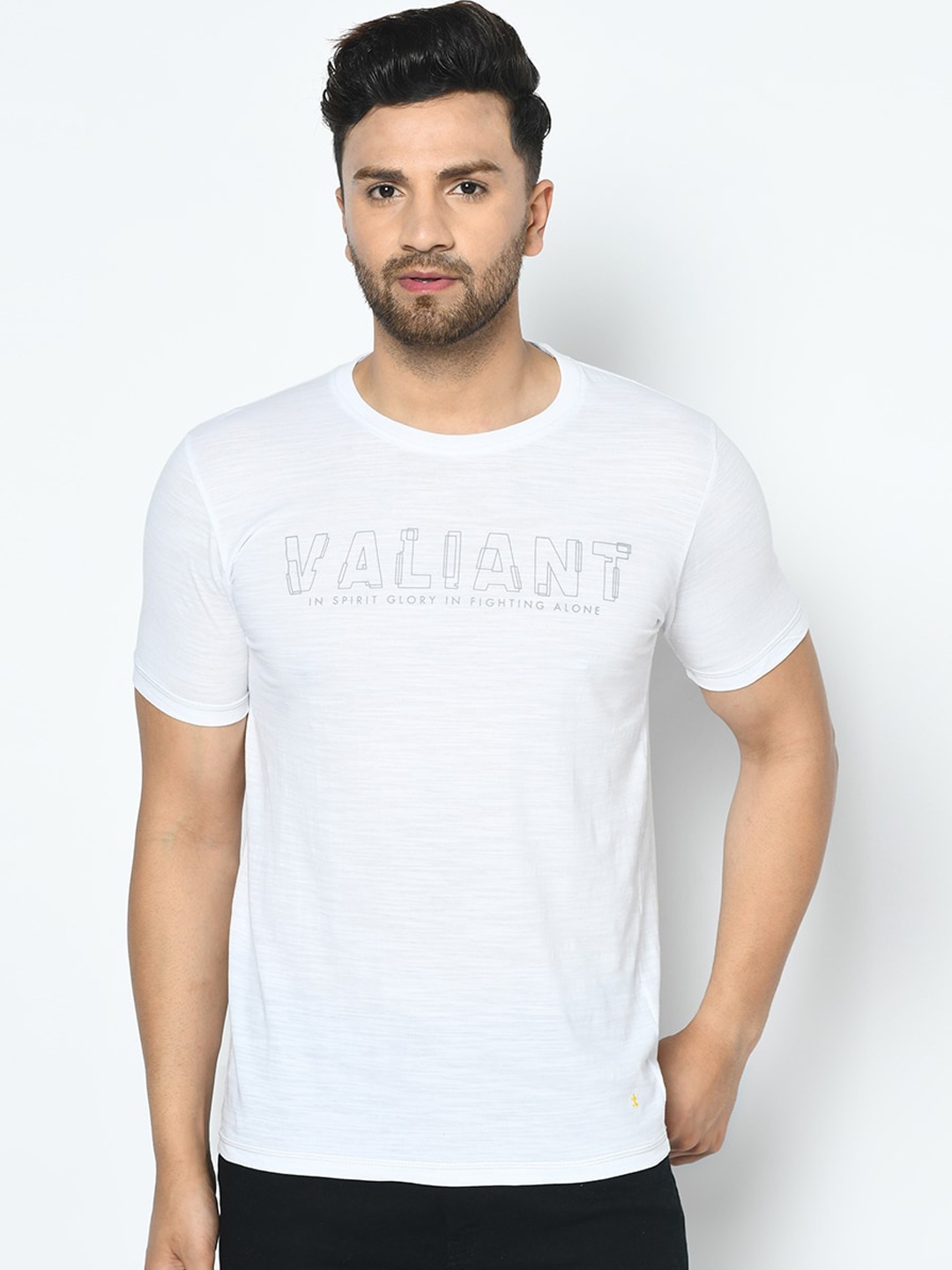 

Duke Men White Solid Round Neck T-shirt