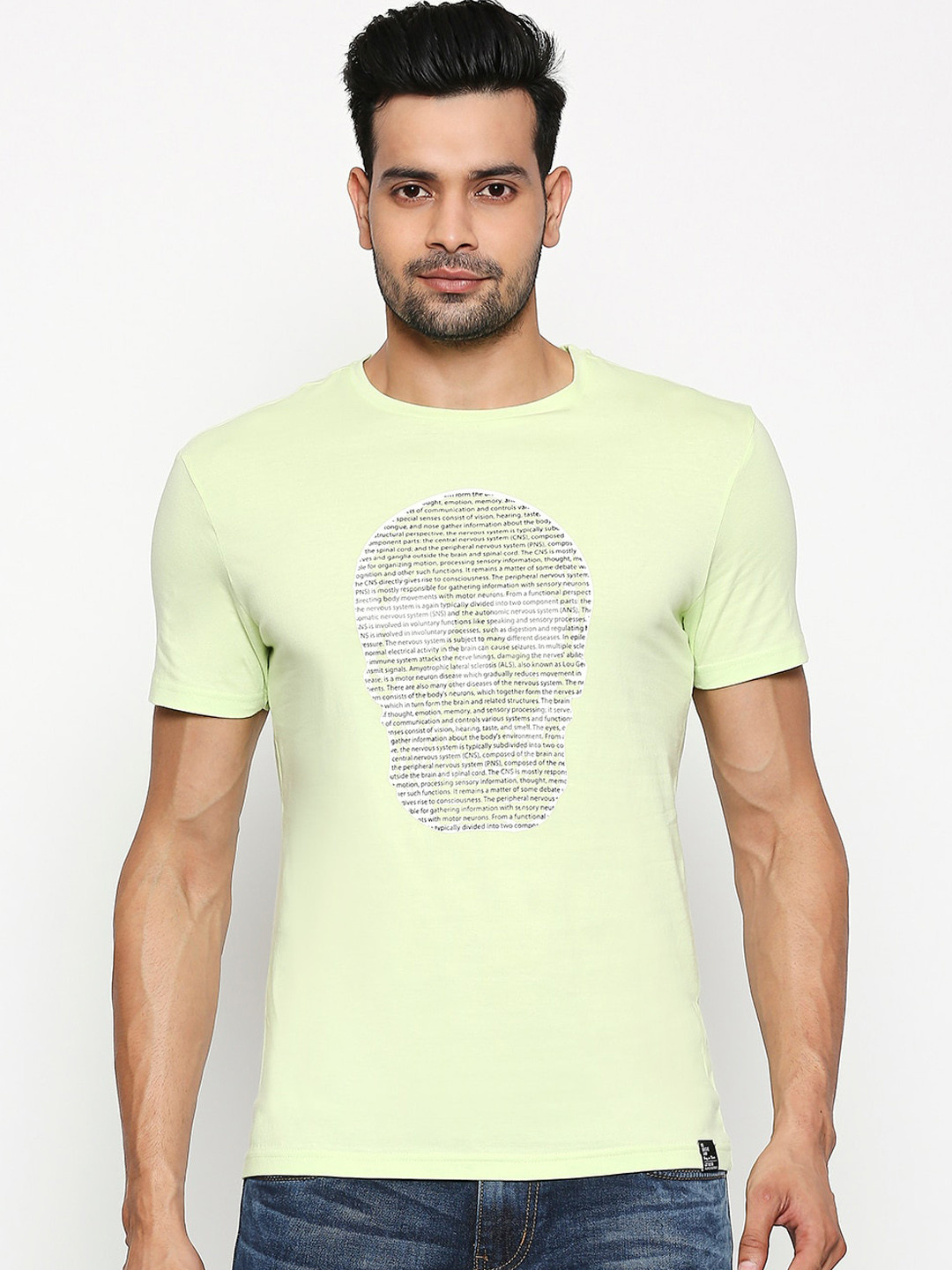

People Men Green Printed Round Neck T-shirt
