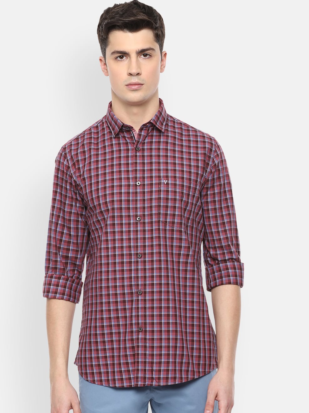 

Van Heusen Sport Men Maroon Slim Fit Checked Casual Shirt