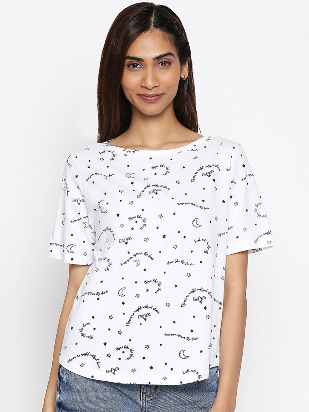 

People Women White Printed Top