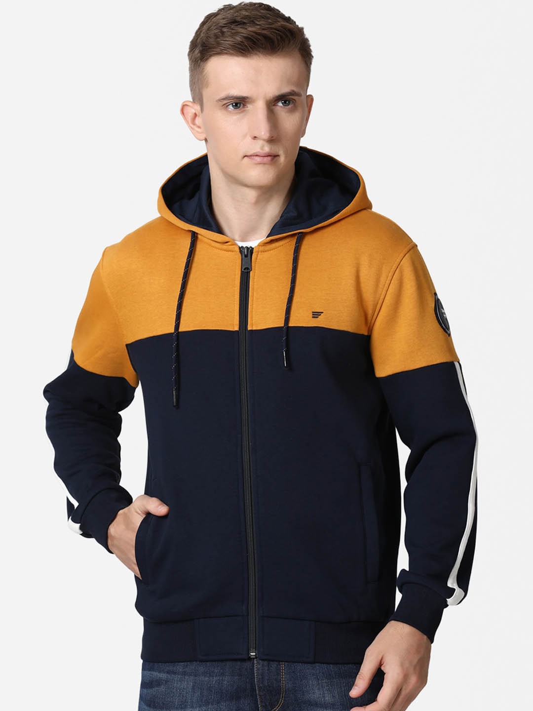 

t-base Men Yellow Colourblocked Sweatshirt