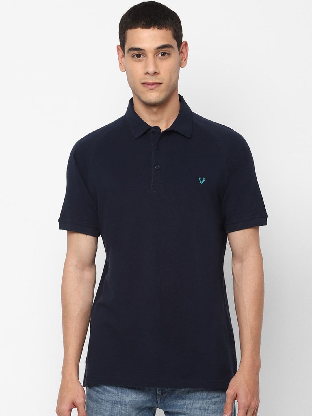 

Allen Solly Sport Men Navy Blue Solid Polo Collar T-shirt