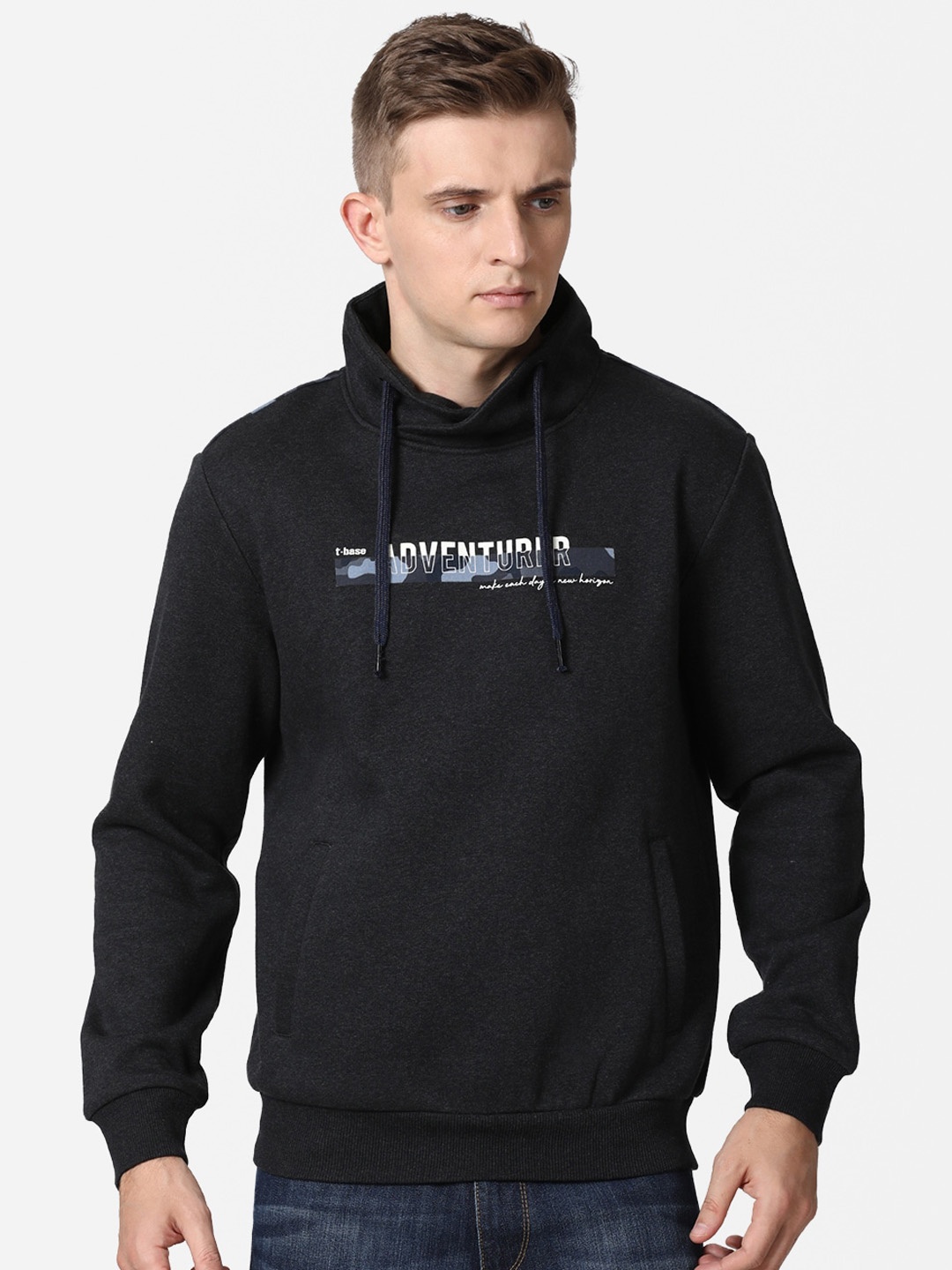 

t-base Men Black Printed Sweatshirt