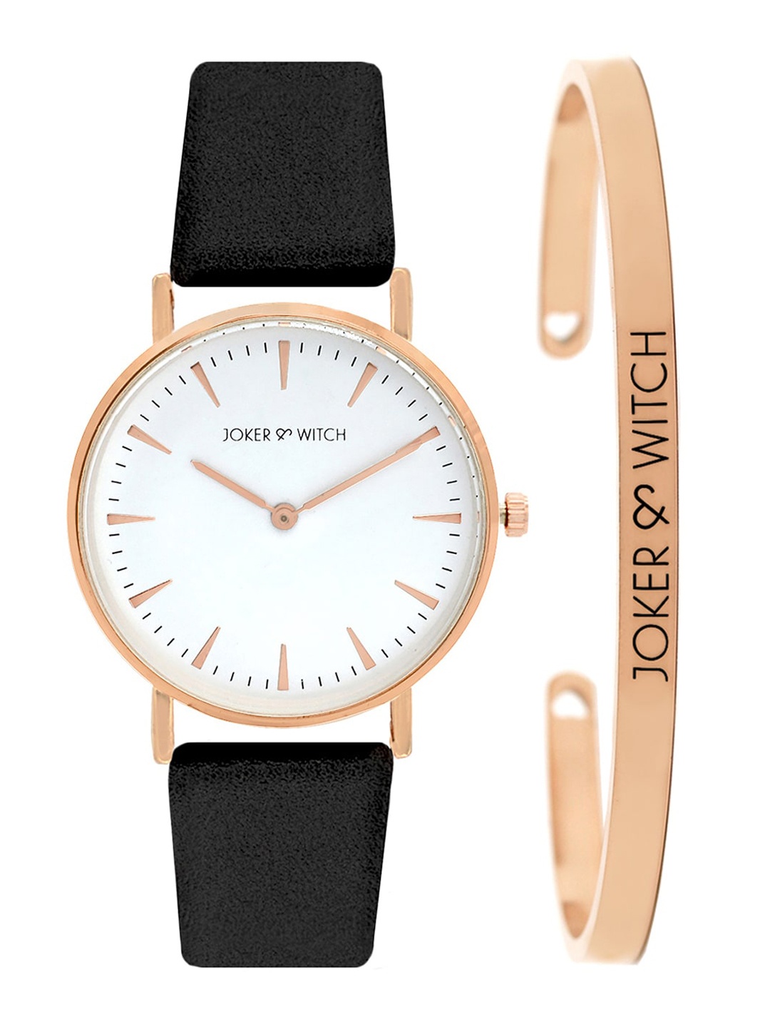 JOKER & WITCH Women White & Rose-Gold Toned Lisette Watch With Bracelet Gift Set JWBS232