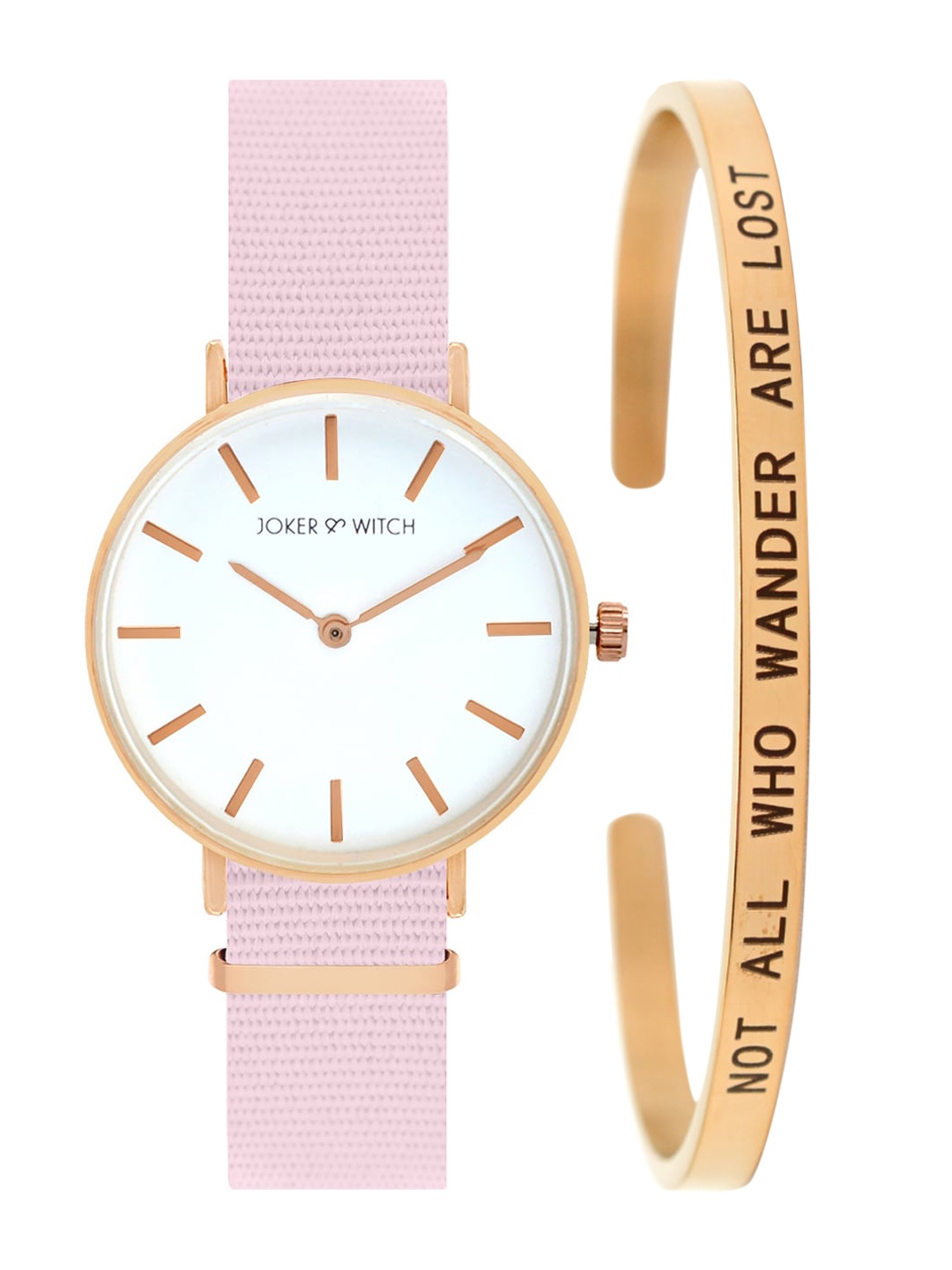 

JOKER & WITCH Women White & Rose Gold-Toned Watch & Bracelet Gift Set
