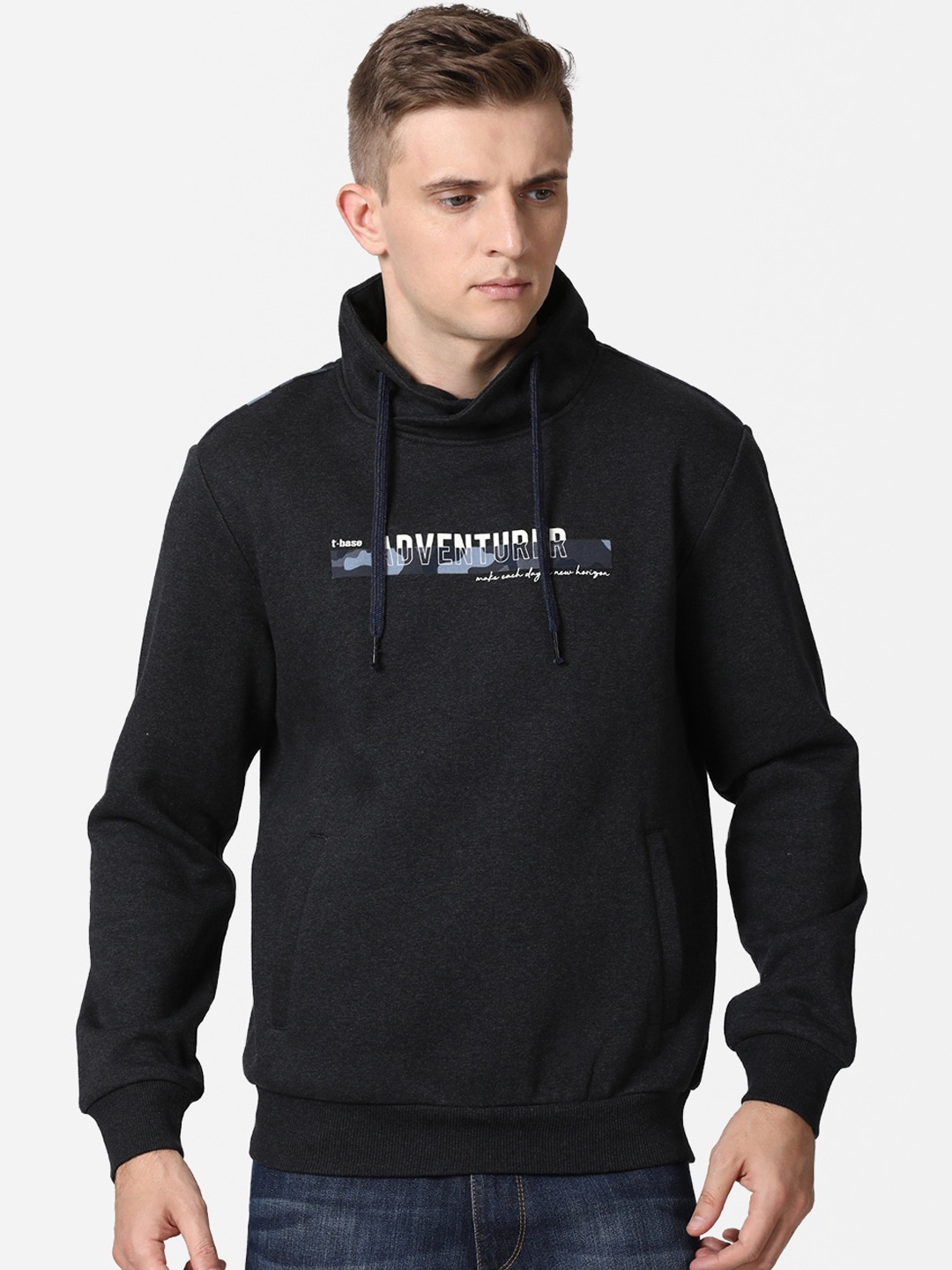 

t-base Men Black Printed Sweatshirt