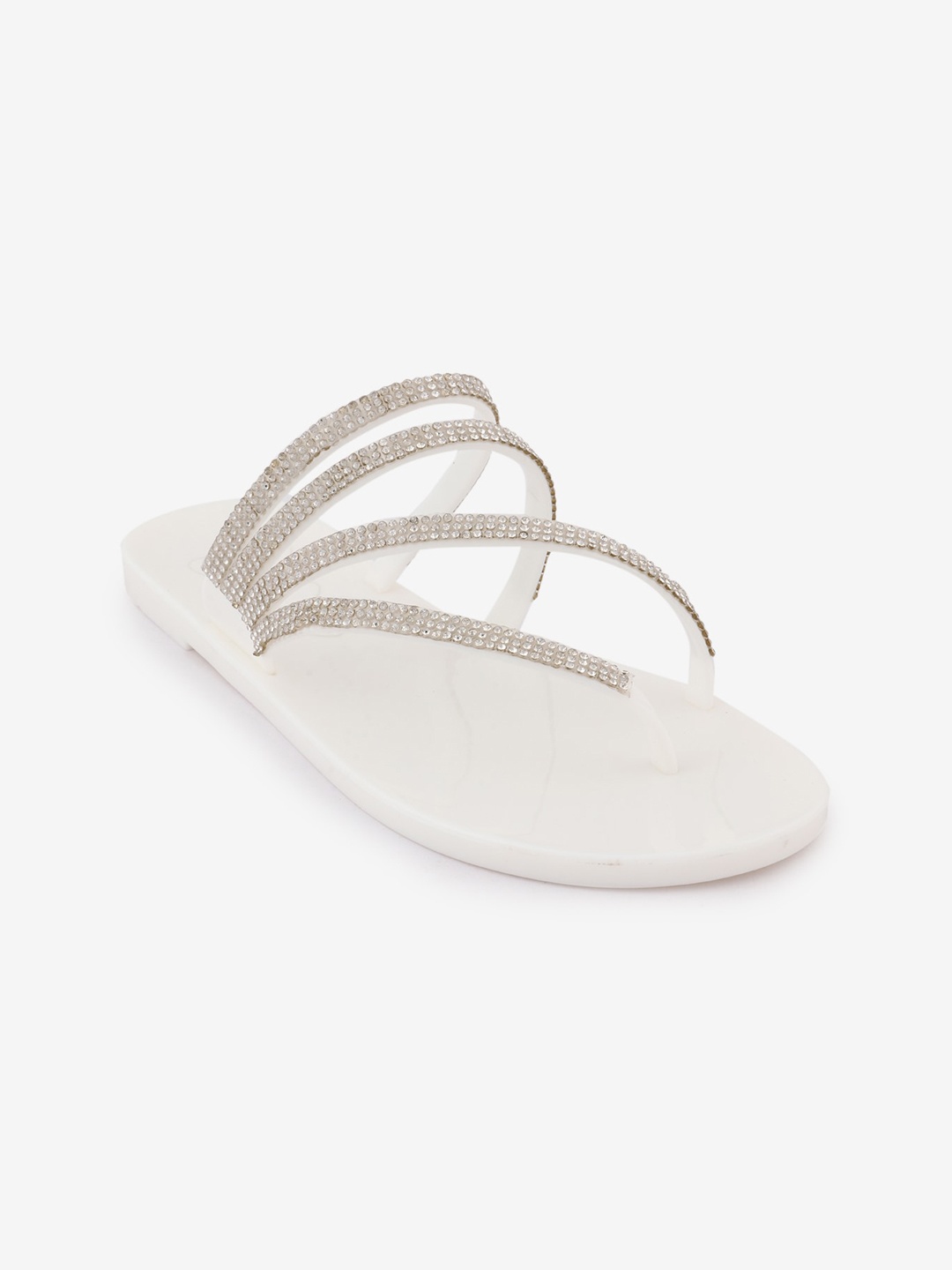 

Jelly Bunny Women White Embellished One Toe Flats